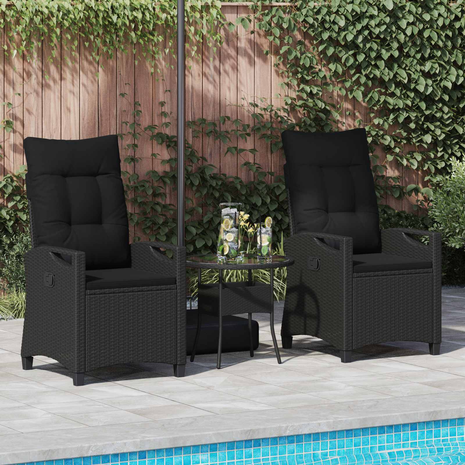 Vrtna stolica 2 pcs Crna 56 x 64 x 94 cm Čelik i poliester