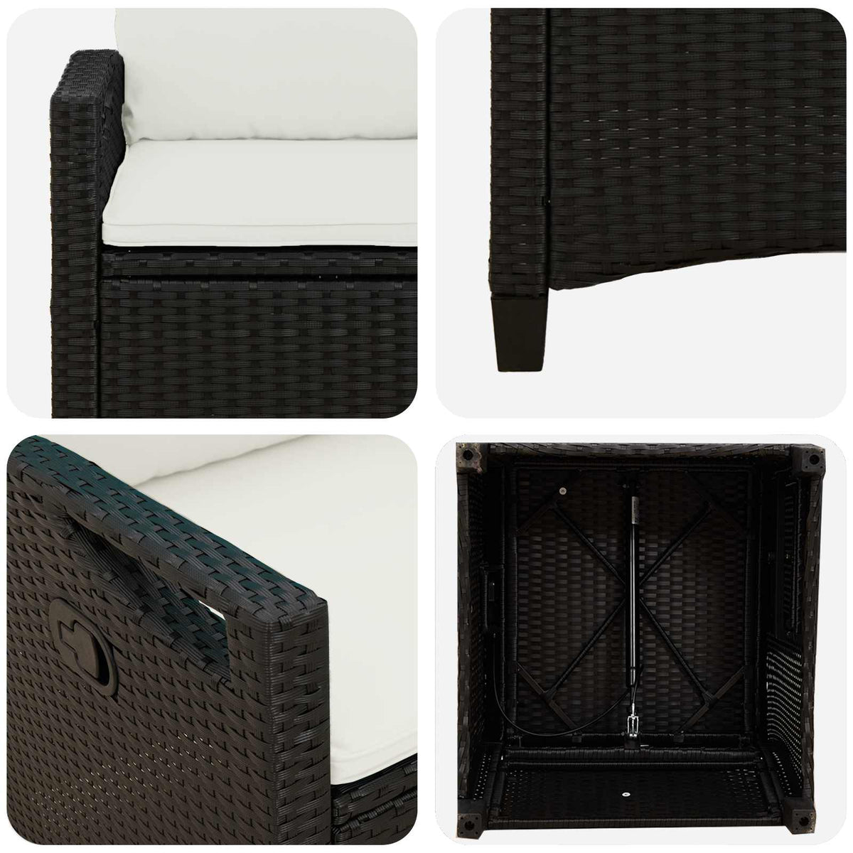 Vrtna stolica 2 pcs Crna i Krema 56 x 60 x 112 cm