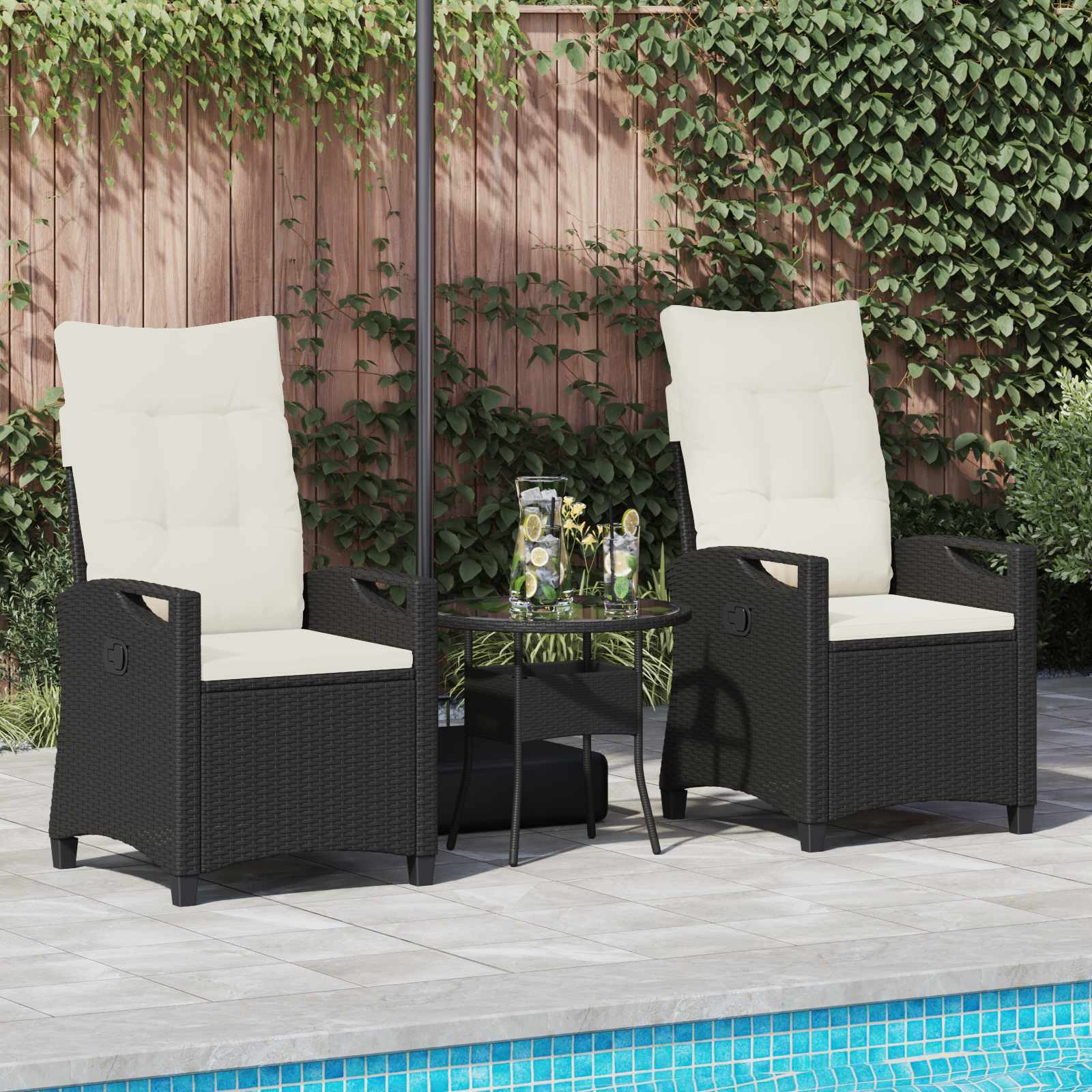 Vrtna stolica 2 pcs Crna i Krema 56 x 60 x 112 cm