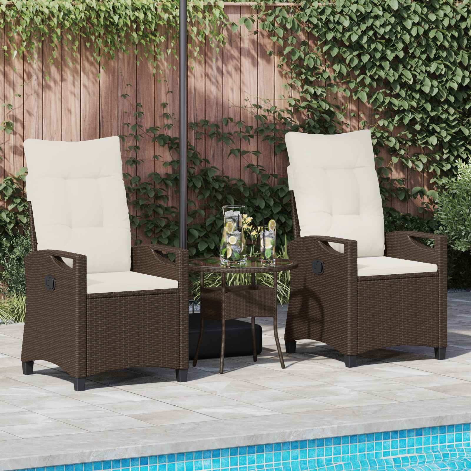 Vrtna stolica 2 pcs Smeđa i krem 56 x 60 x 112 cm
