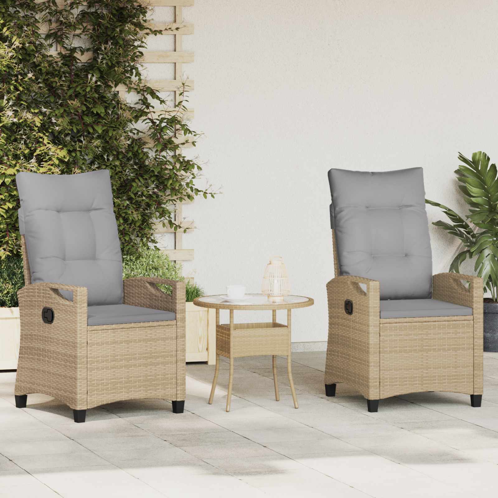 Vrtna stolica 2 pcs Bež i svijetlo siva 56 x 60 x 112 cm