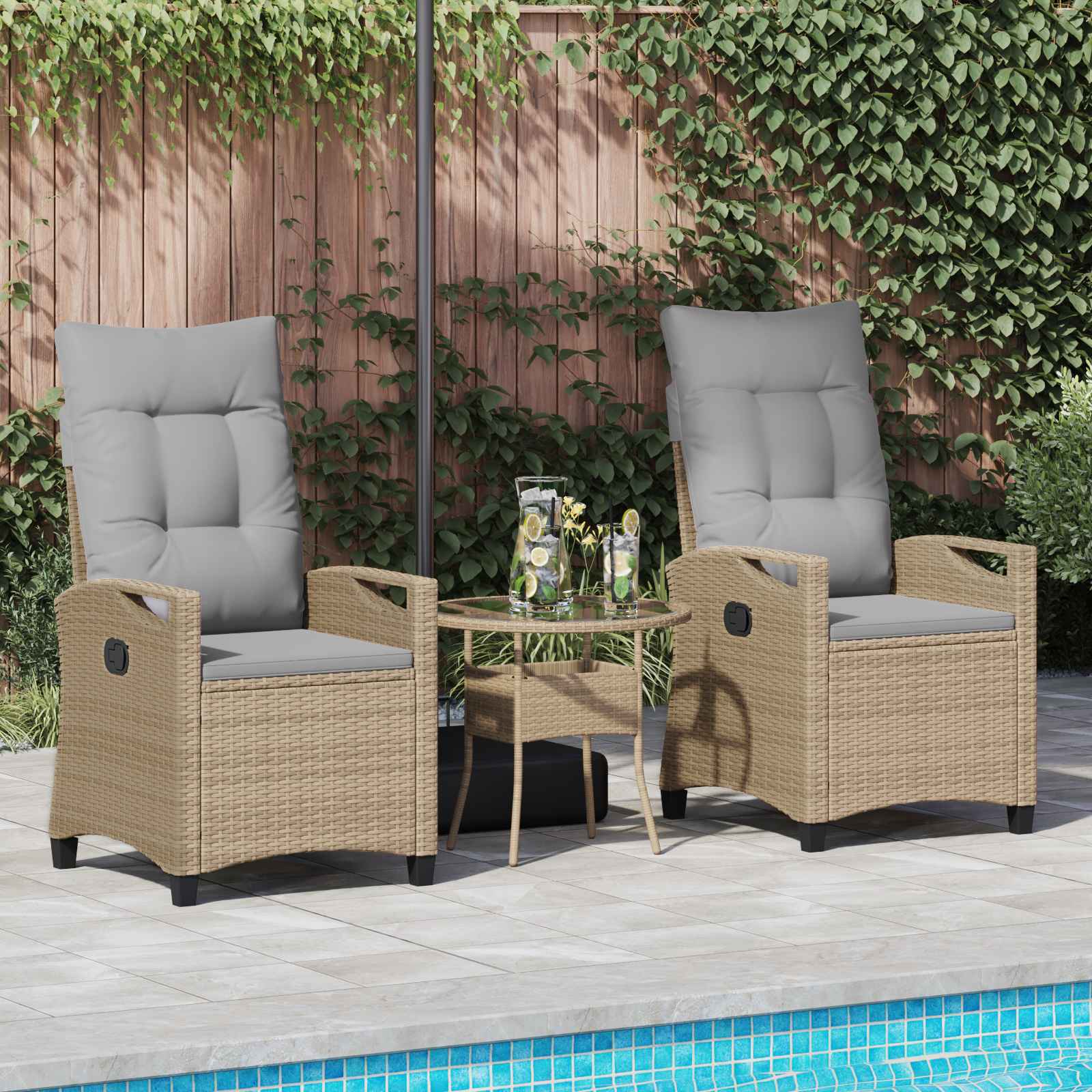 Vrtna stolica 2 pcs Bež i svijetlo siva 56 x 60 x 112 cm