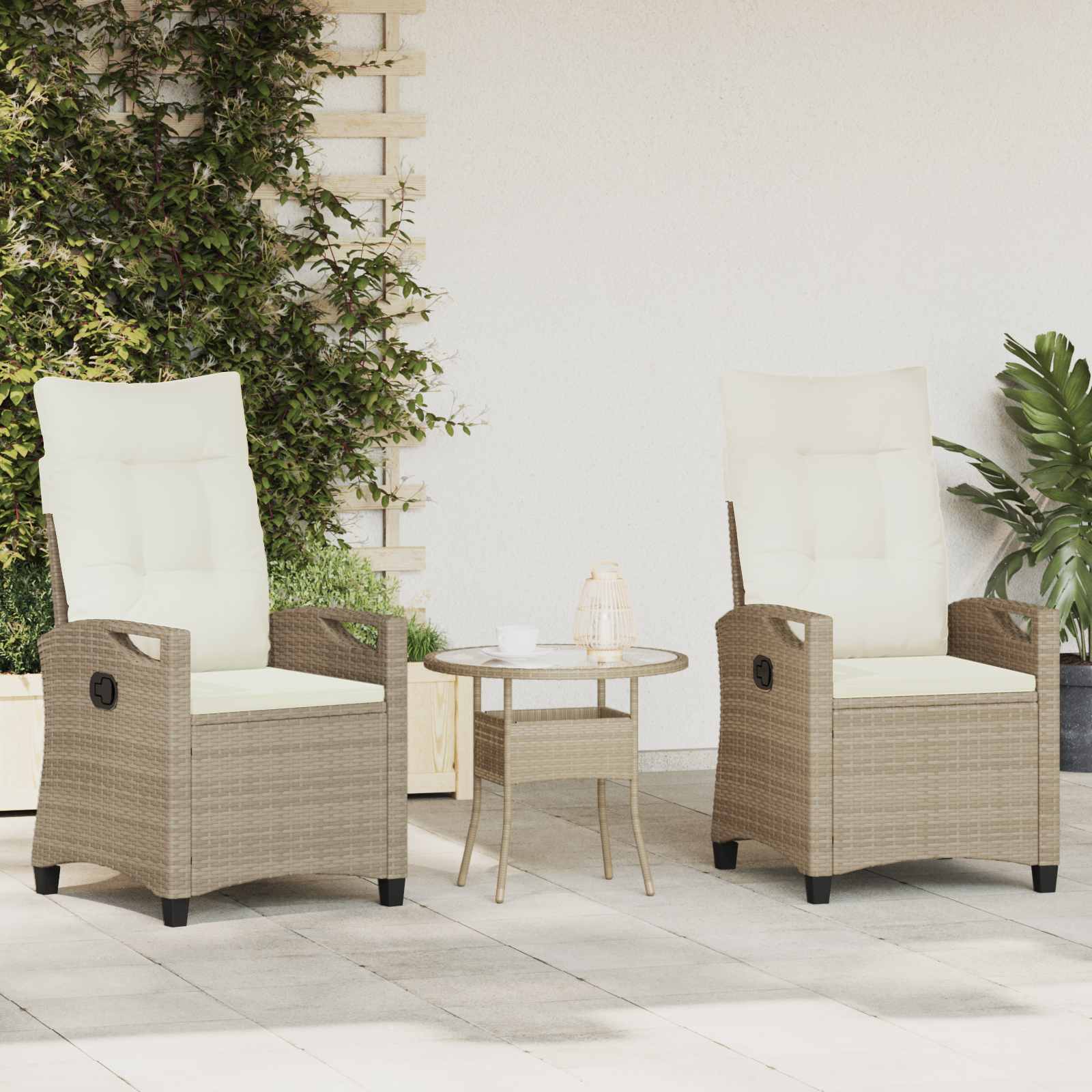Vrtna stolica 2 pcs Bež i krema 56 x 60 x 112 cm