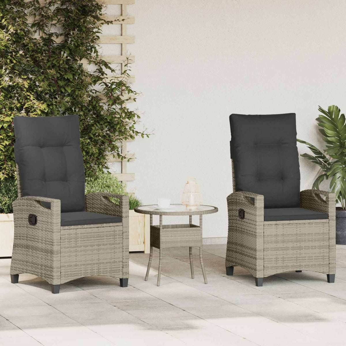 Vrtna stolica 2 pcs Svijetlo siva i tamno siva 56 x 60 x 112 cm