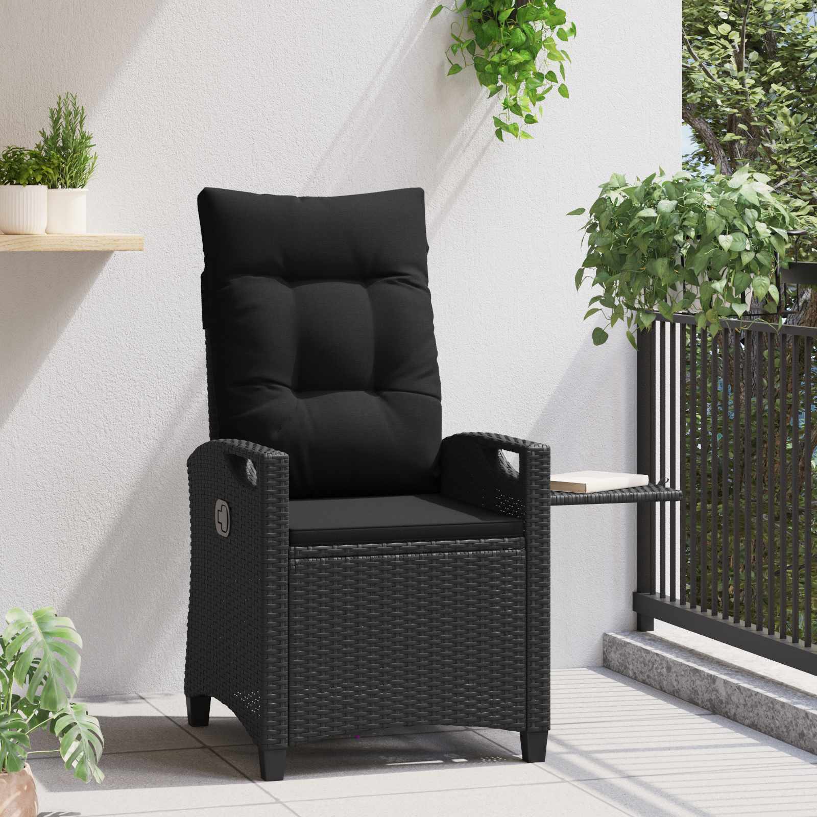 Ležaljka u vrtu Crna 56 x 60 x 112 cm poliratan
