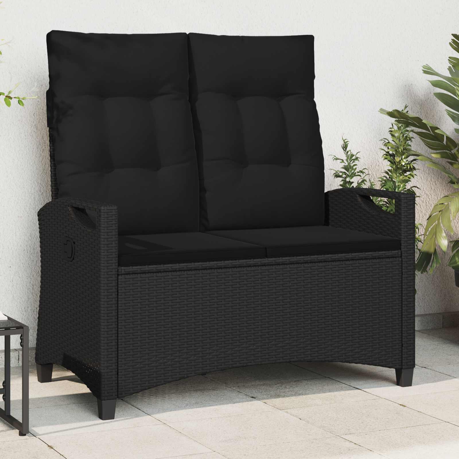 Vrtna klupa s jastukom Crna 105 x 60 x 112 cm Čelik i poliester