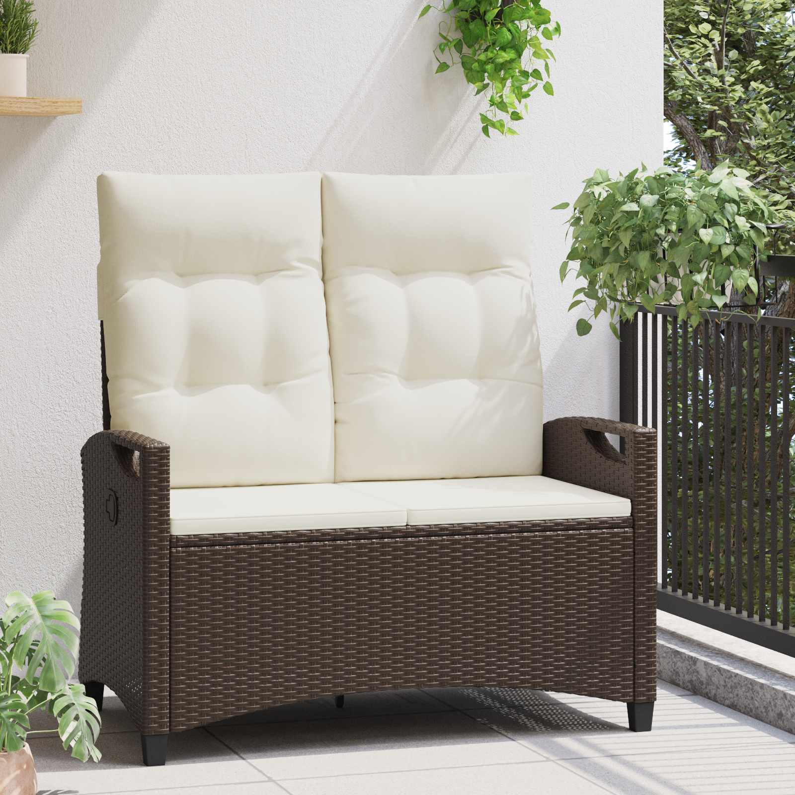 Vrtna klupa Smeđa i krem 105 x 60 x 112 cm Čelik i poliester