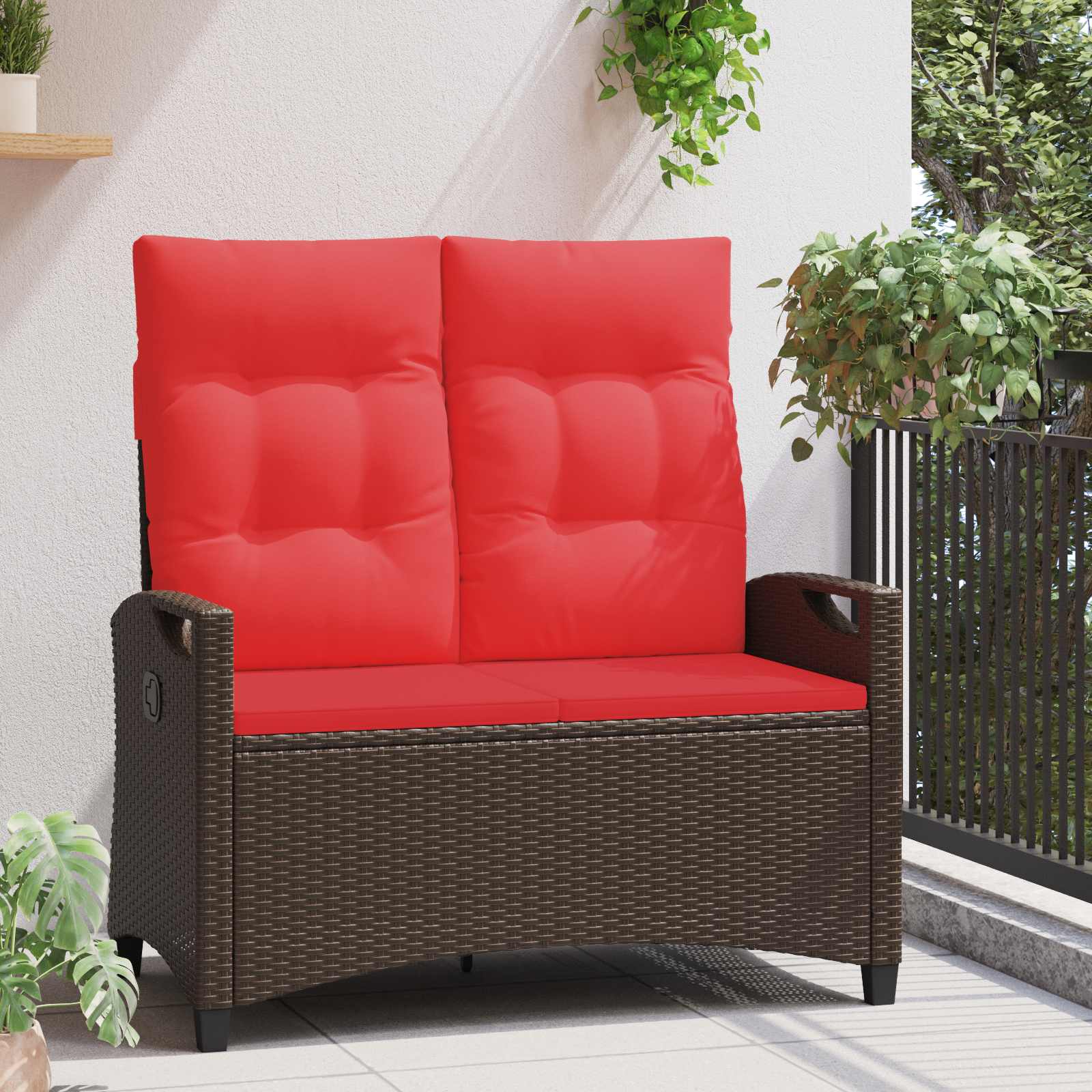 Vrtna klupa Smeđa i crvena 105 x 60 x 112 cm Čelik i poliester