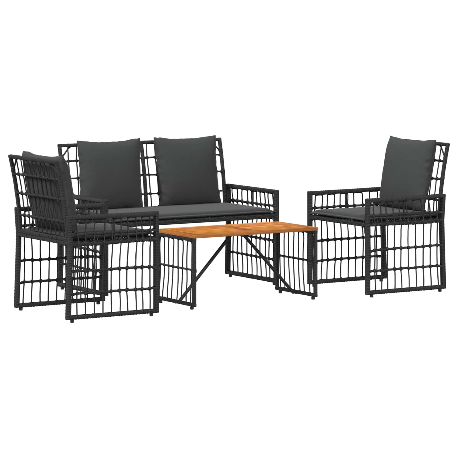Set vanjskog namještaja 4 pcs Crna i tamno siva