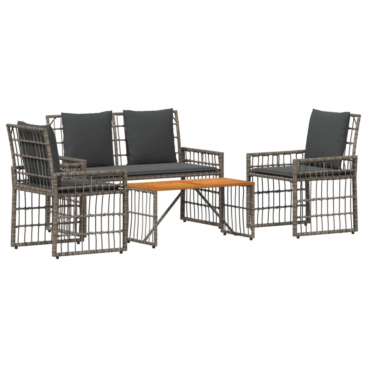 Set vanjskog namještaja 4 pcs Crna i tamno siva