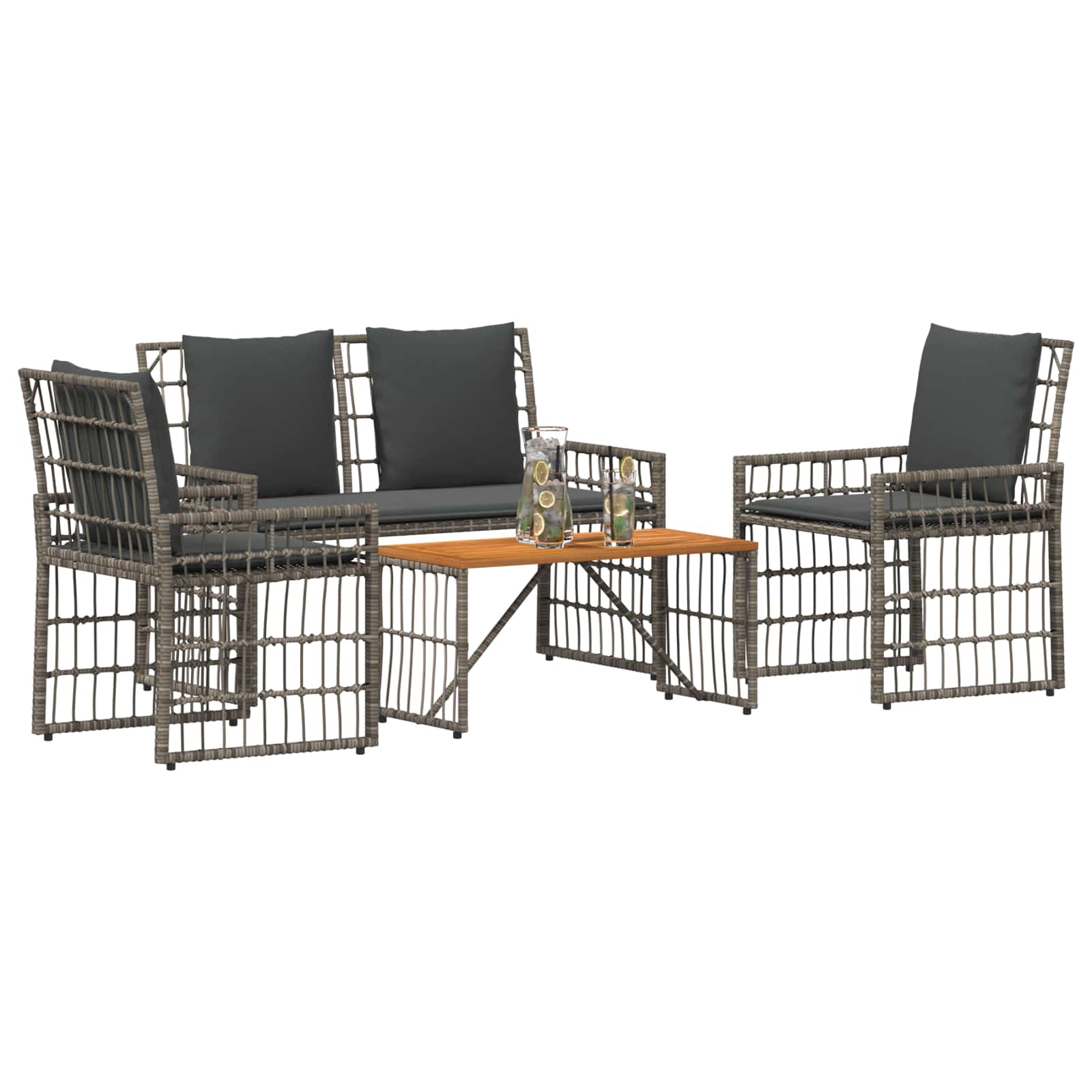 Set vanjskog namještaja 4 pcs Crna i tamno siva