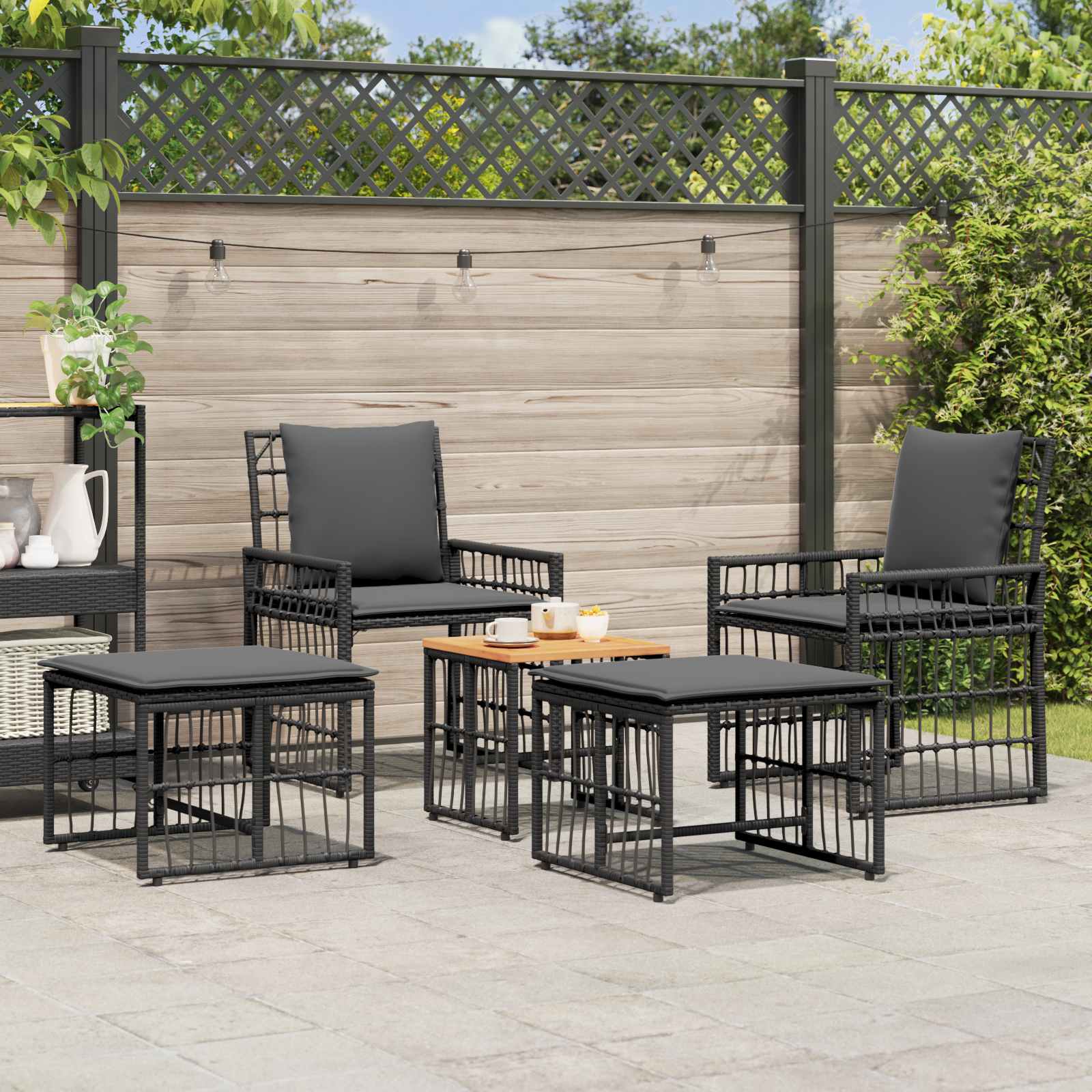 Set vanjskog namještaja 5 pcs Crna i tamno siva