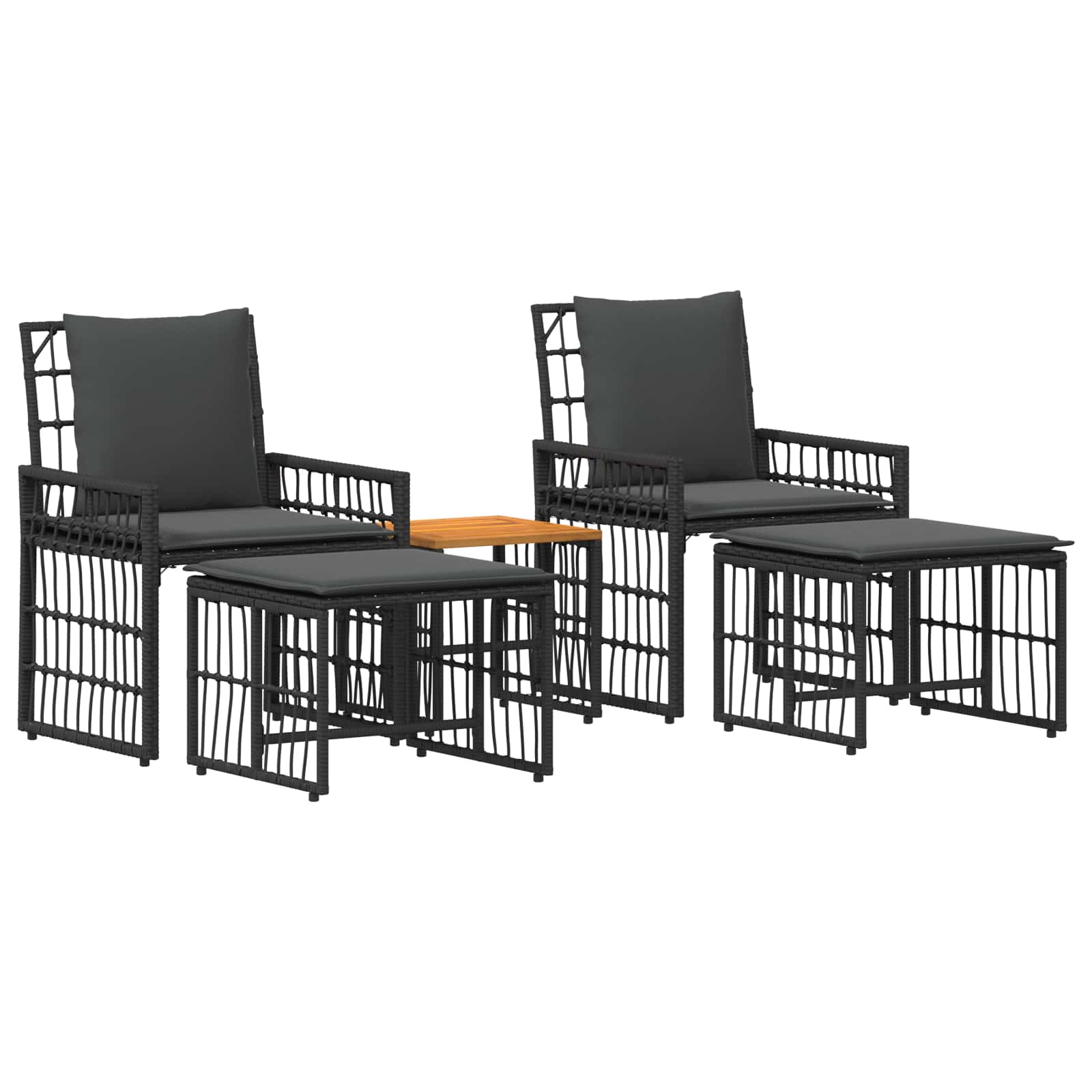 Set vanjskog namještaja 5 pcs Crna i tamno siva
