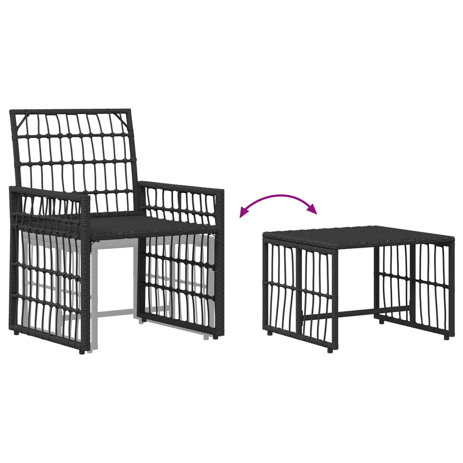 Set vanjskog namještaja 5 pcs Crna i tamno siva