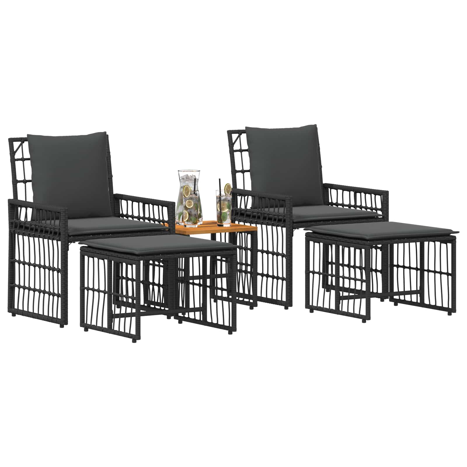 Set vanjskog namještaja 5 pcs Crna i tamno siva
