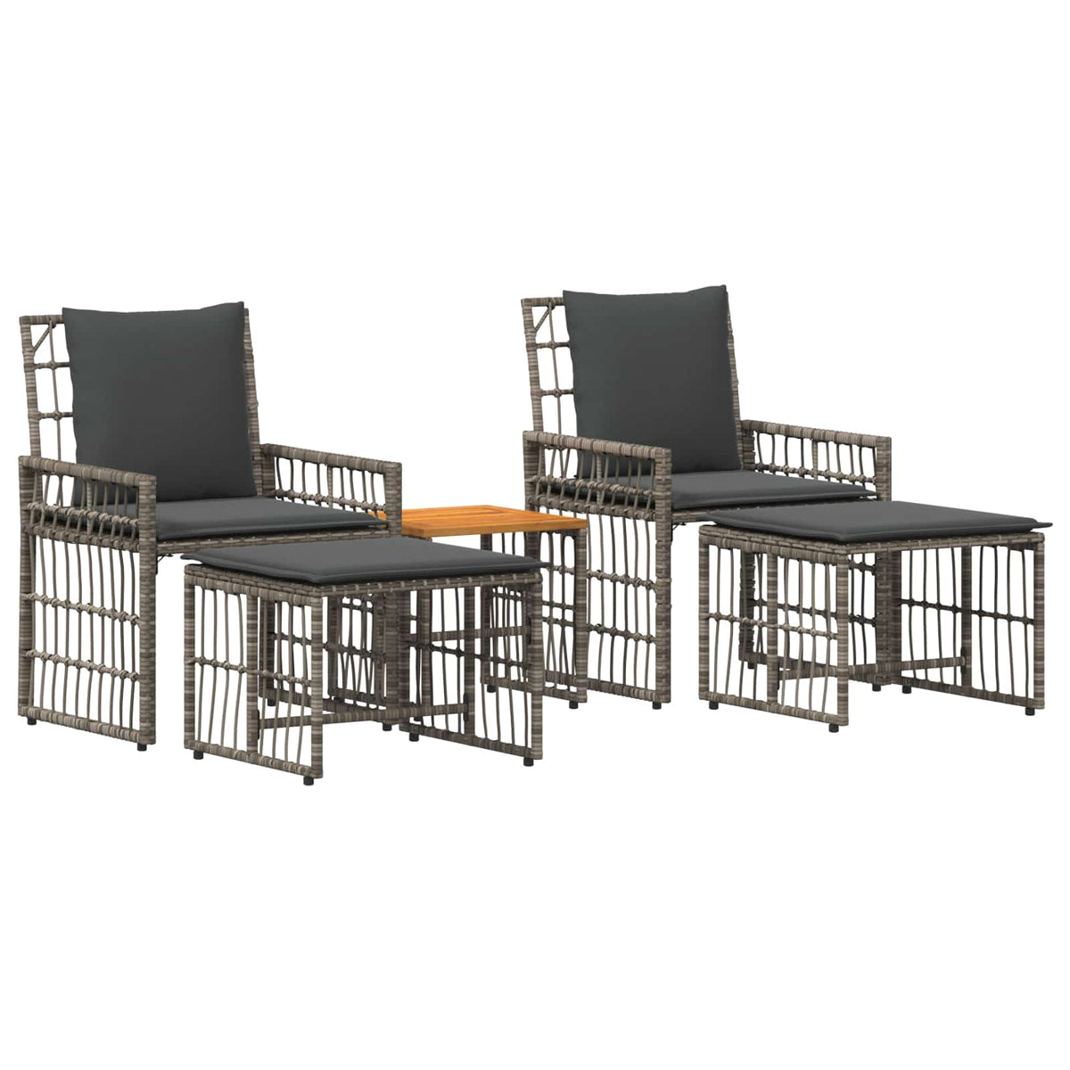 Set vanjskog namještaja 5 pcs Crna i tamno siva
