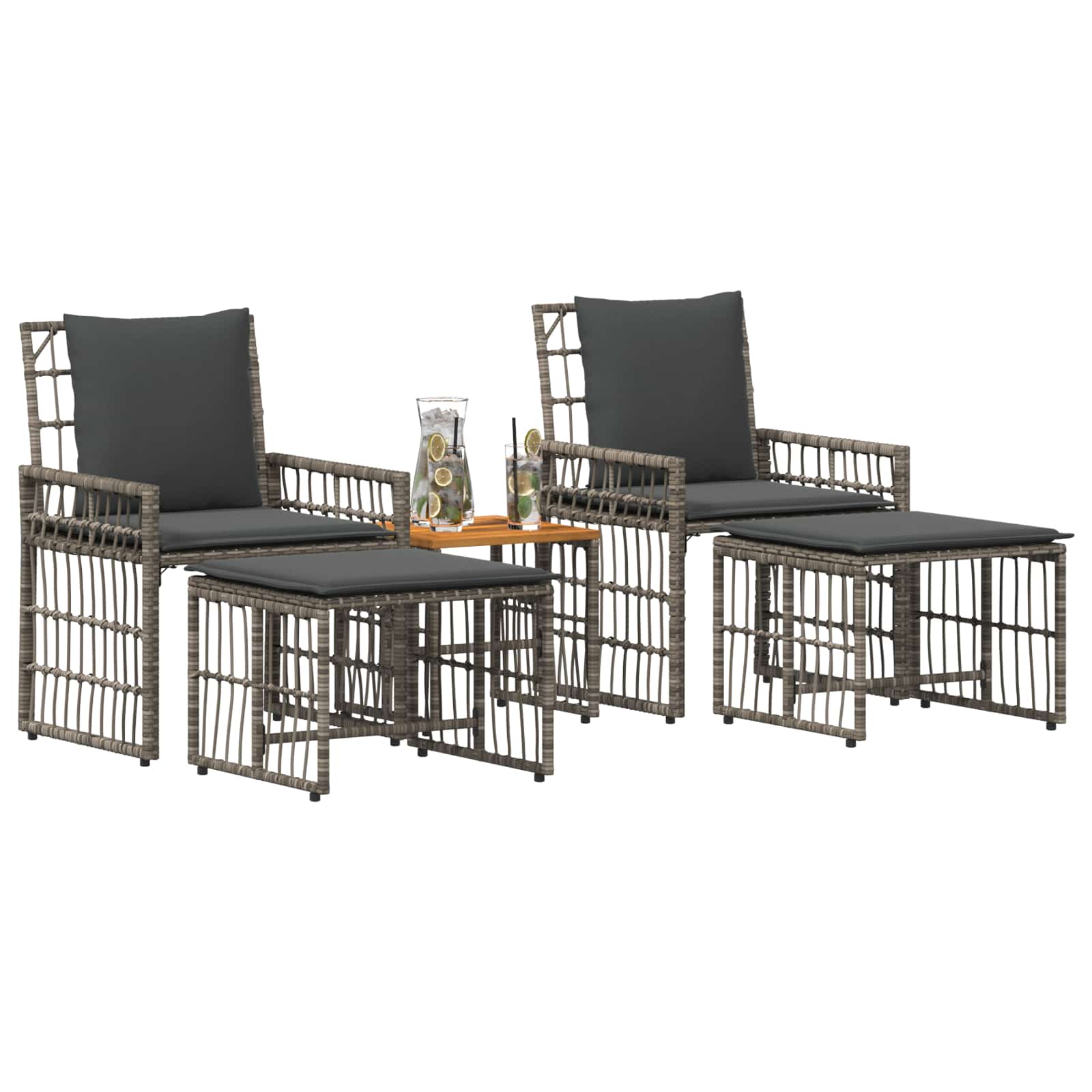 Set vanjskog namještaja 5 pcs Crna i tamno siva