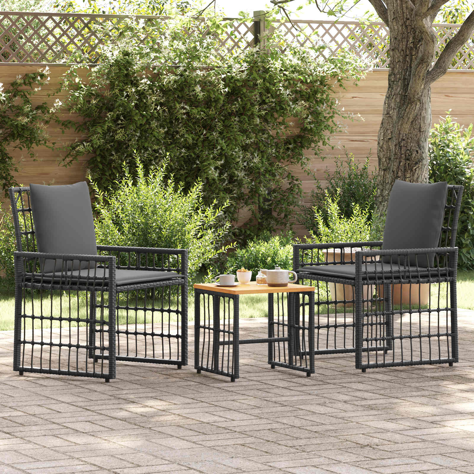 Set vanjskog namještaja 3 pcs Crna i tamno siva