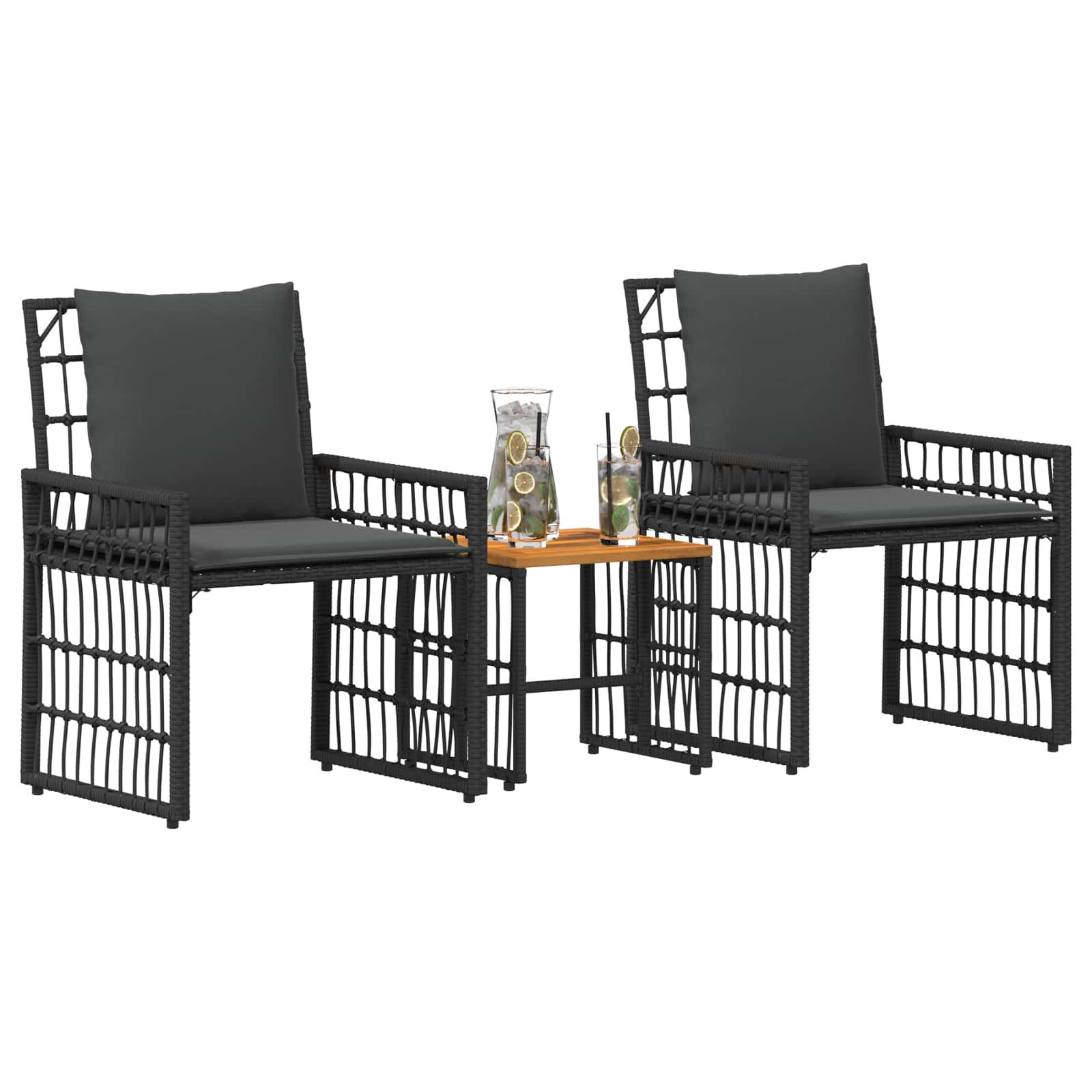 Set vanjskog namještaja 3 pcs Crna i tamno siva