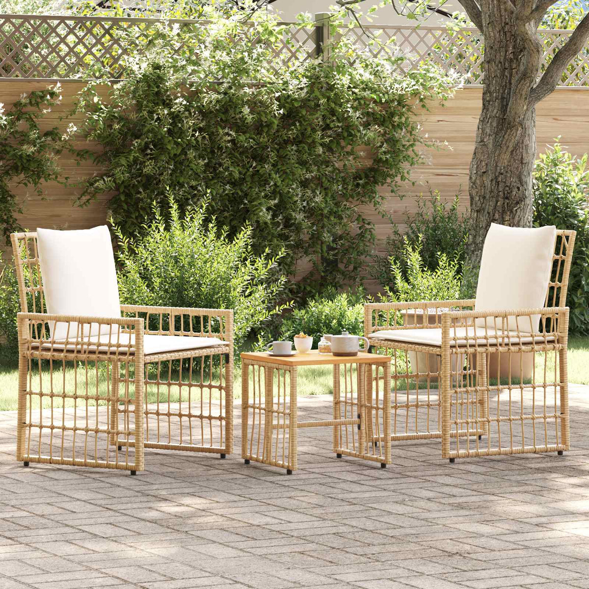 Set vanjskog namještaja 3 pcs Prirodna i krema bijela
