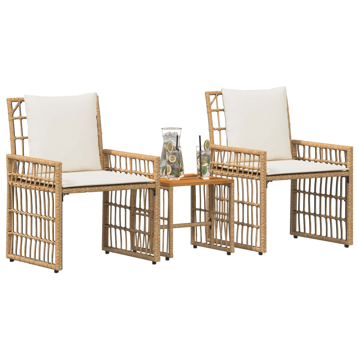 Set vanjskog namještaja 3 pcs Prirodna i krema bijela