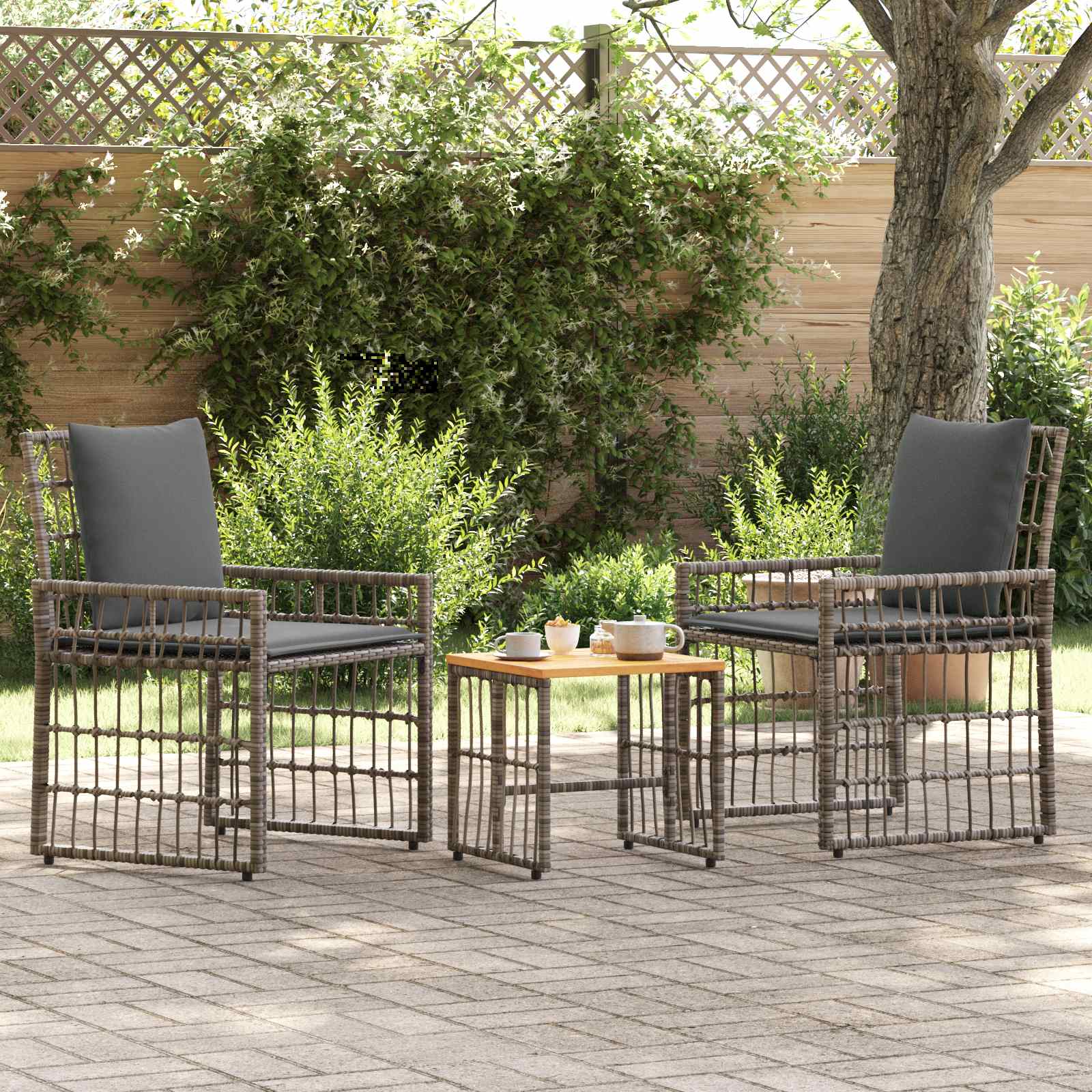 Set vanjskog namještaja 3 pcs Crna i tamno siva