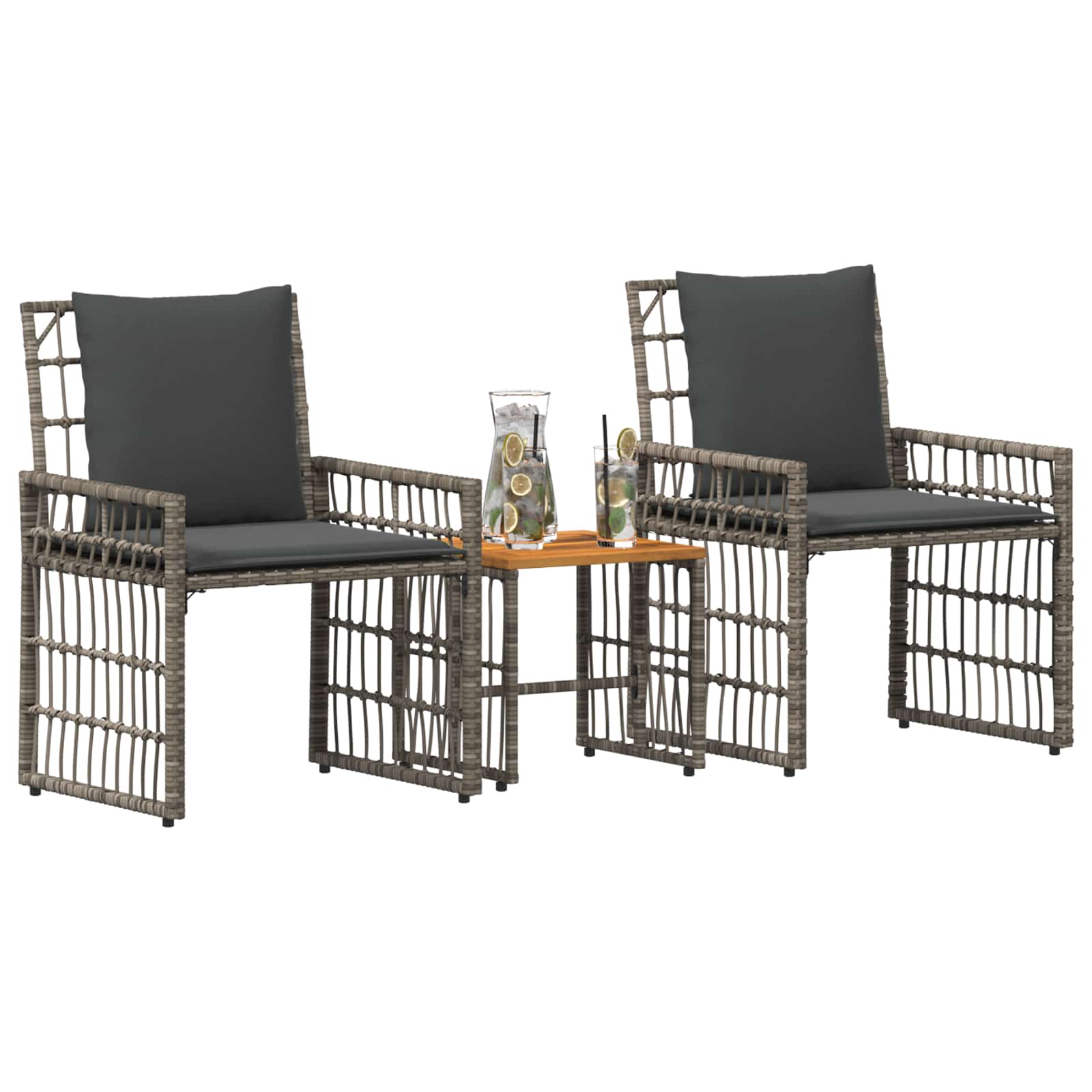Set vanjskog namještaja 3 pcs Crna i tamno siva