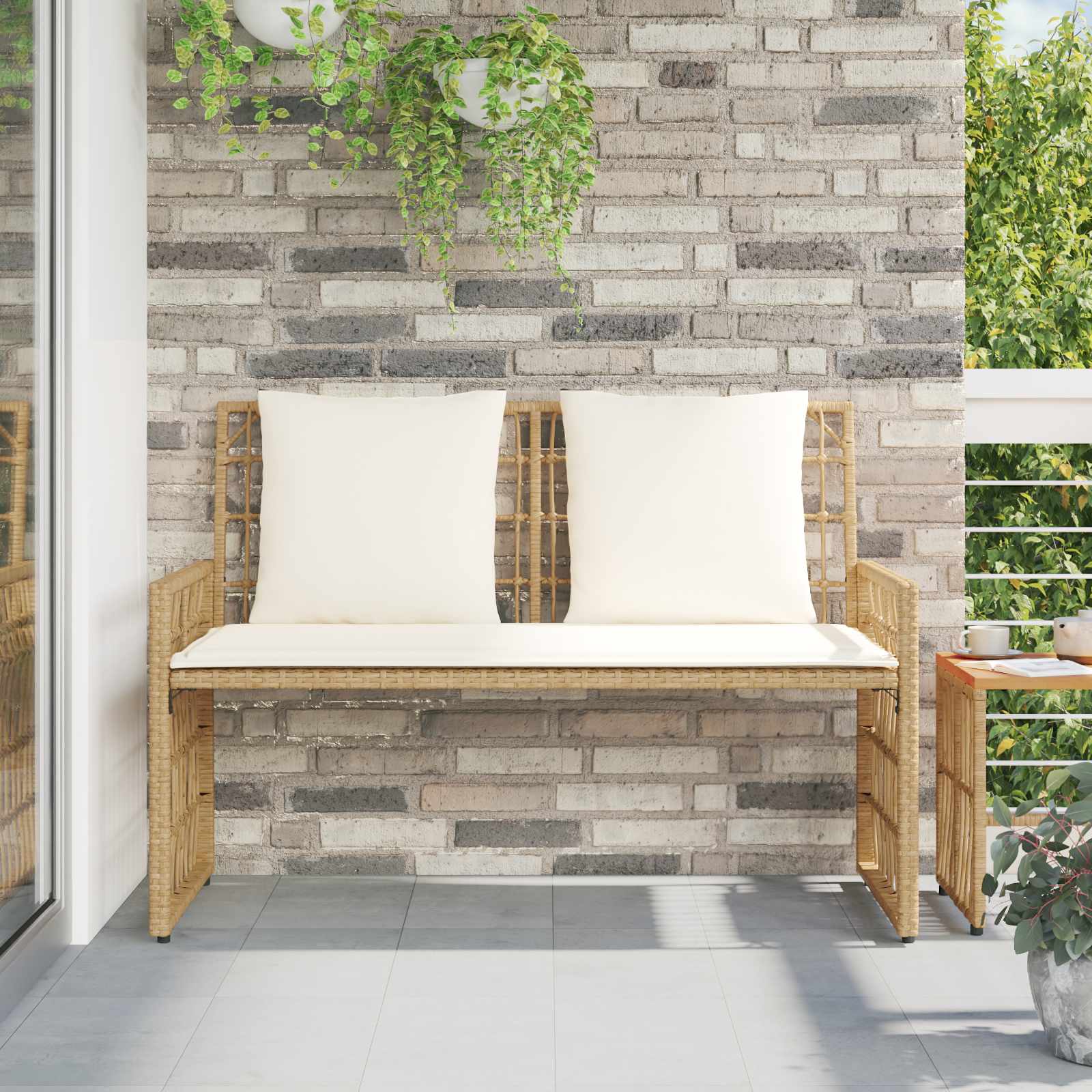 Vanjska klupa Jednobojno Prirodna i krem 116 x 55 x 82 cm