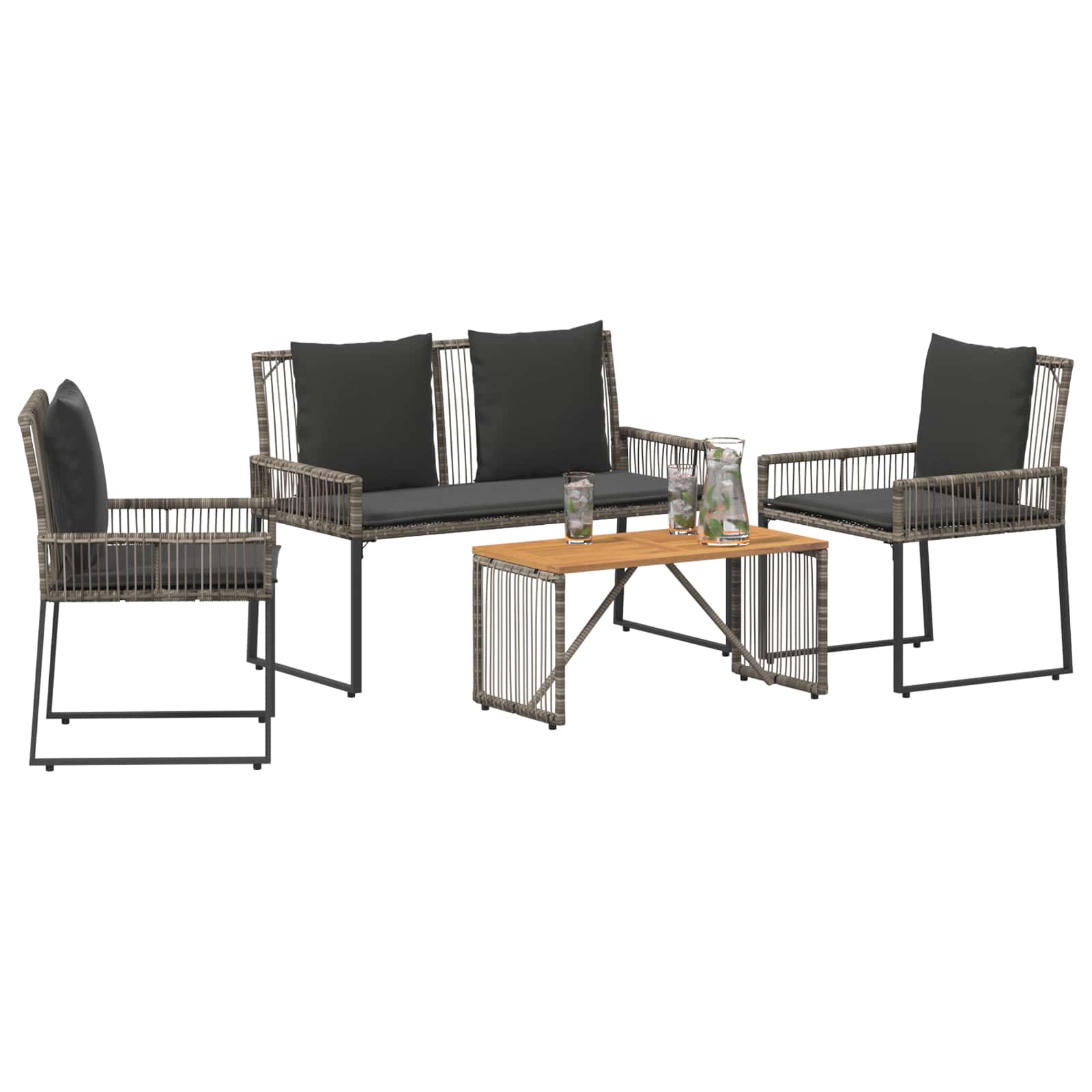 Set vanjskog namještaja 9 pcs Siva i tamno siva poliratan