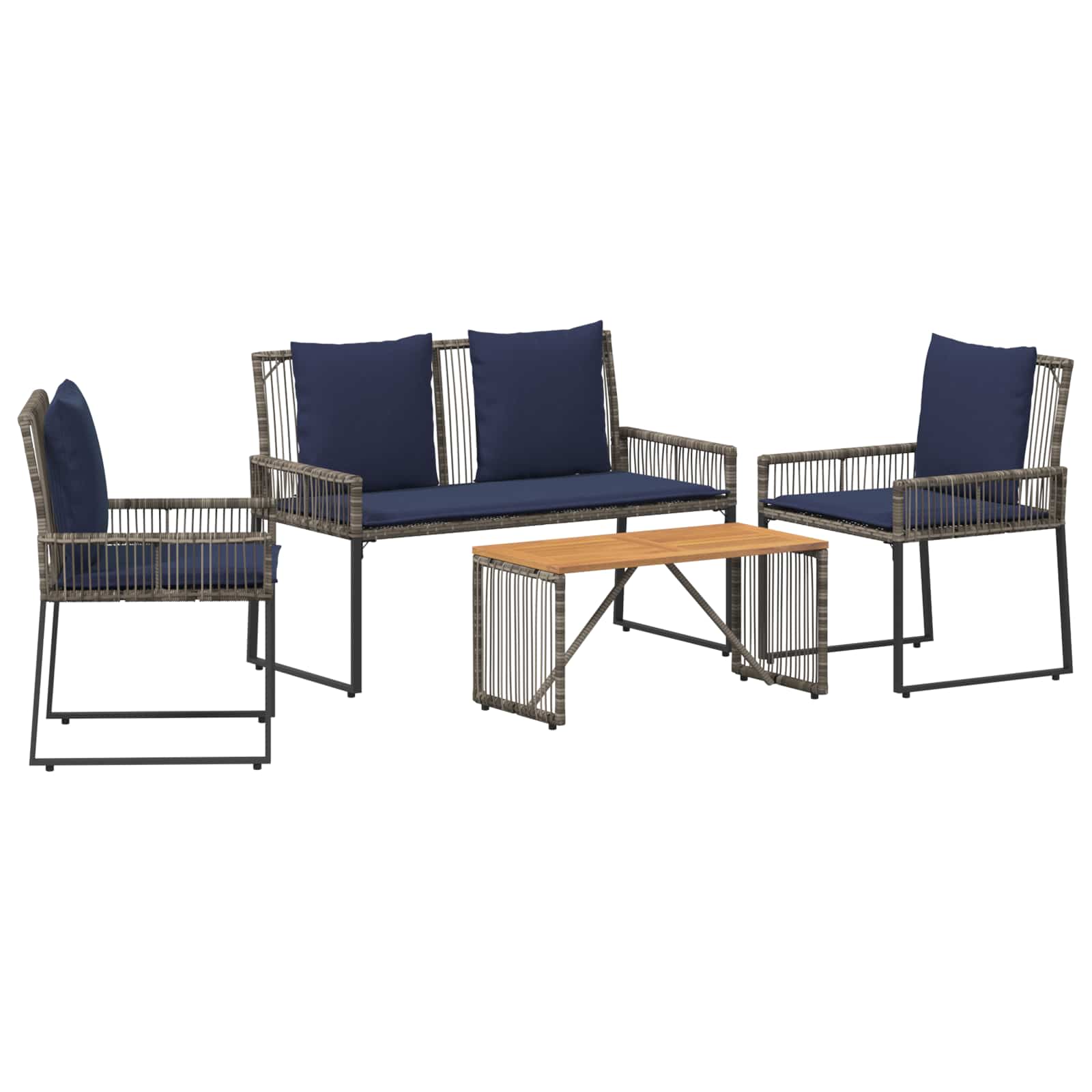 Set vanjskog namještaja 9 pcs Siva i tamnoplava poliratan