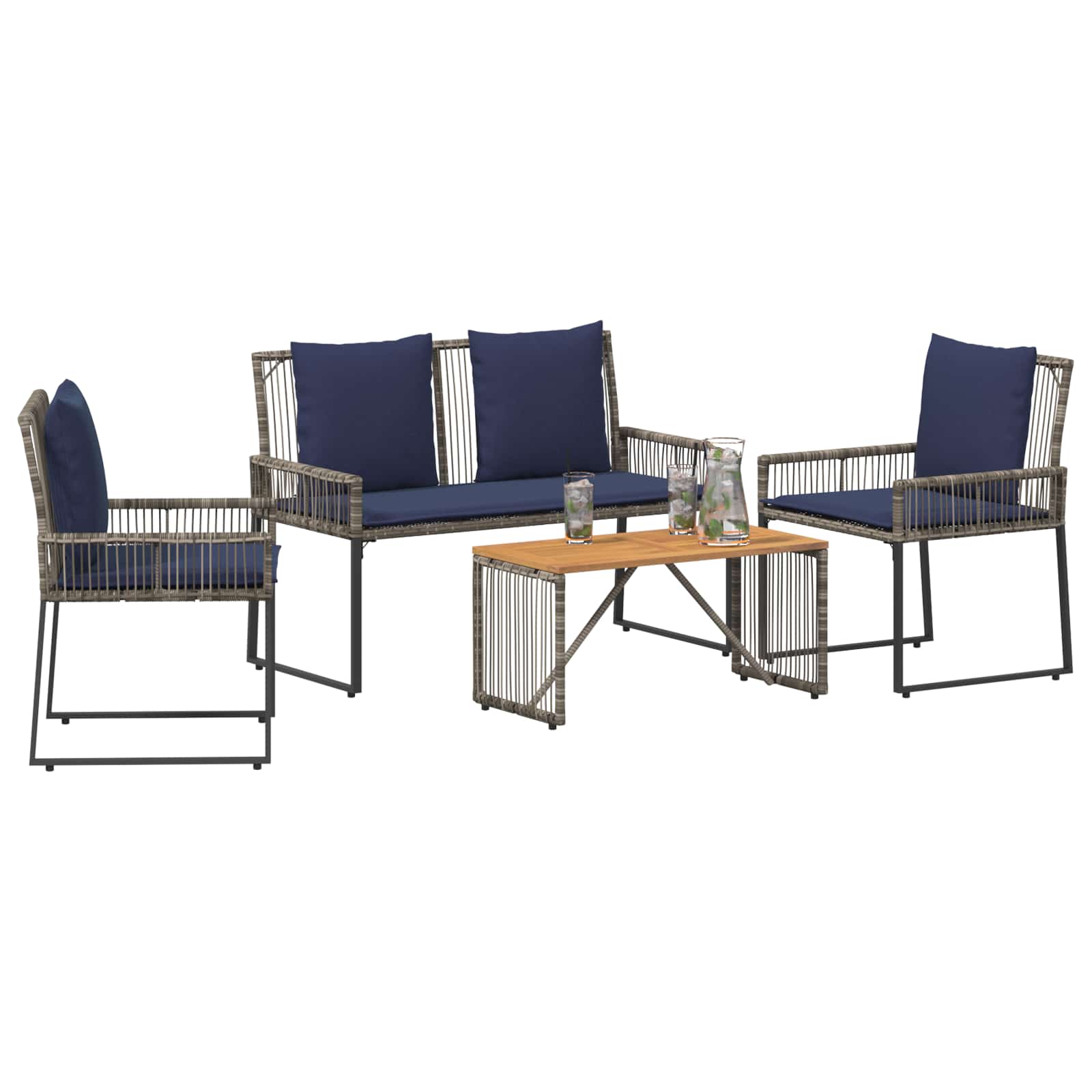 Set vanjskog namještaja 9 pcs Siva i tamnoplava poliratan