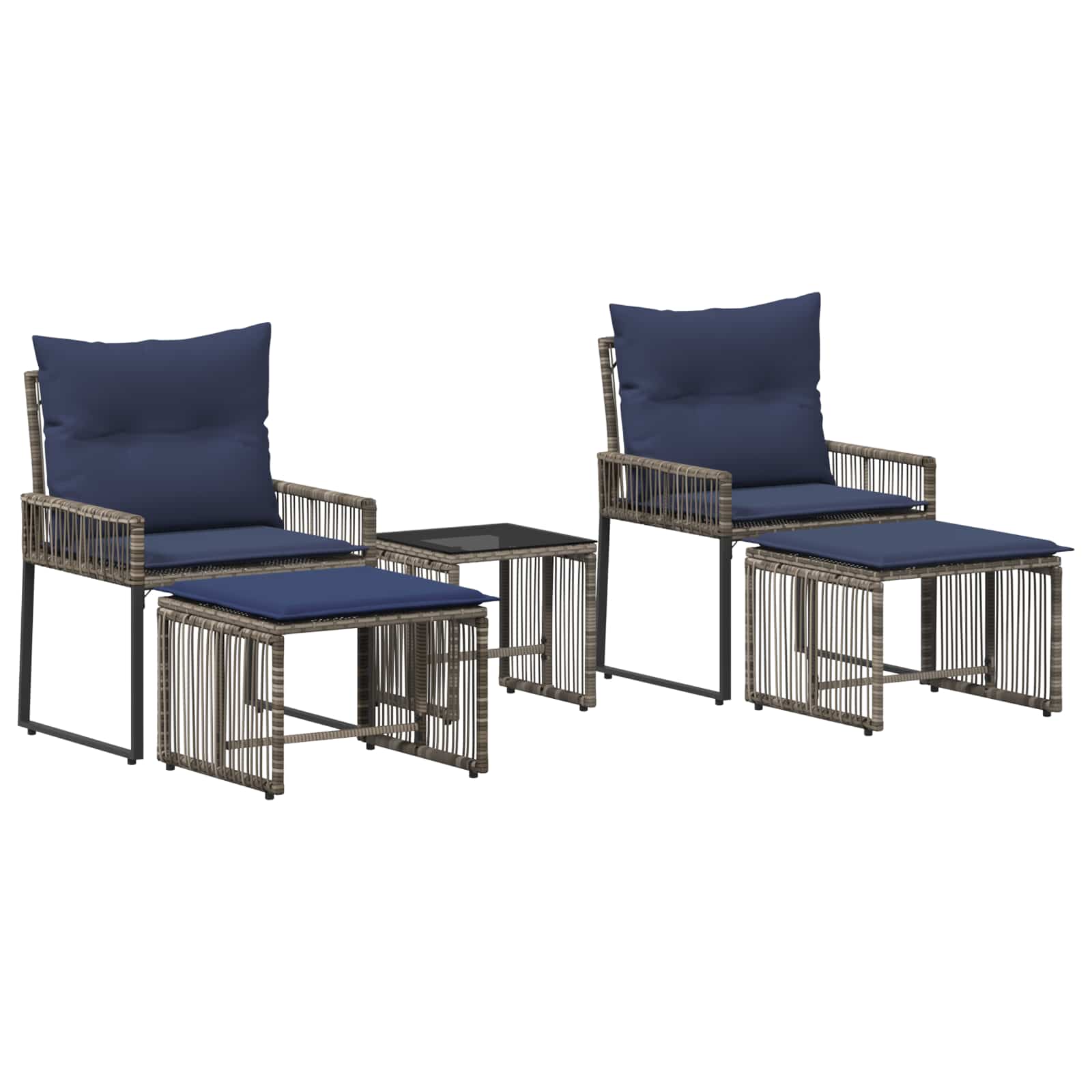 Set vanjskog namještaja 11 pcs Siva i tamnoplava poliratan