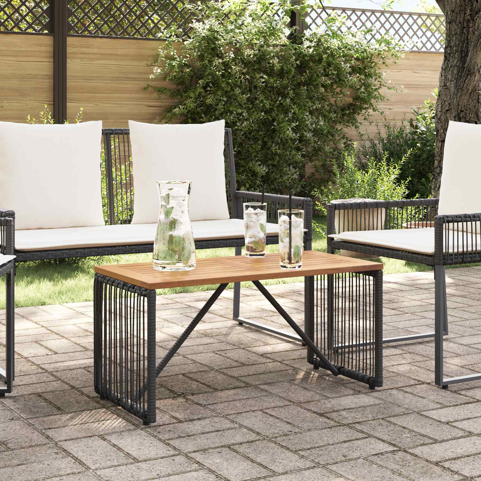 Vanjski stol Crna i smeđa 80 x 40 x 40 cm poliratan