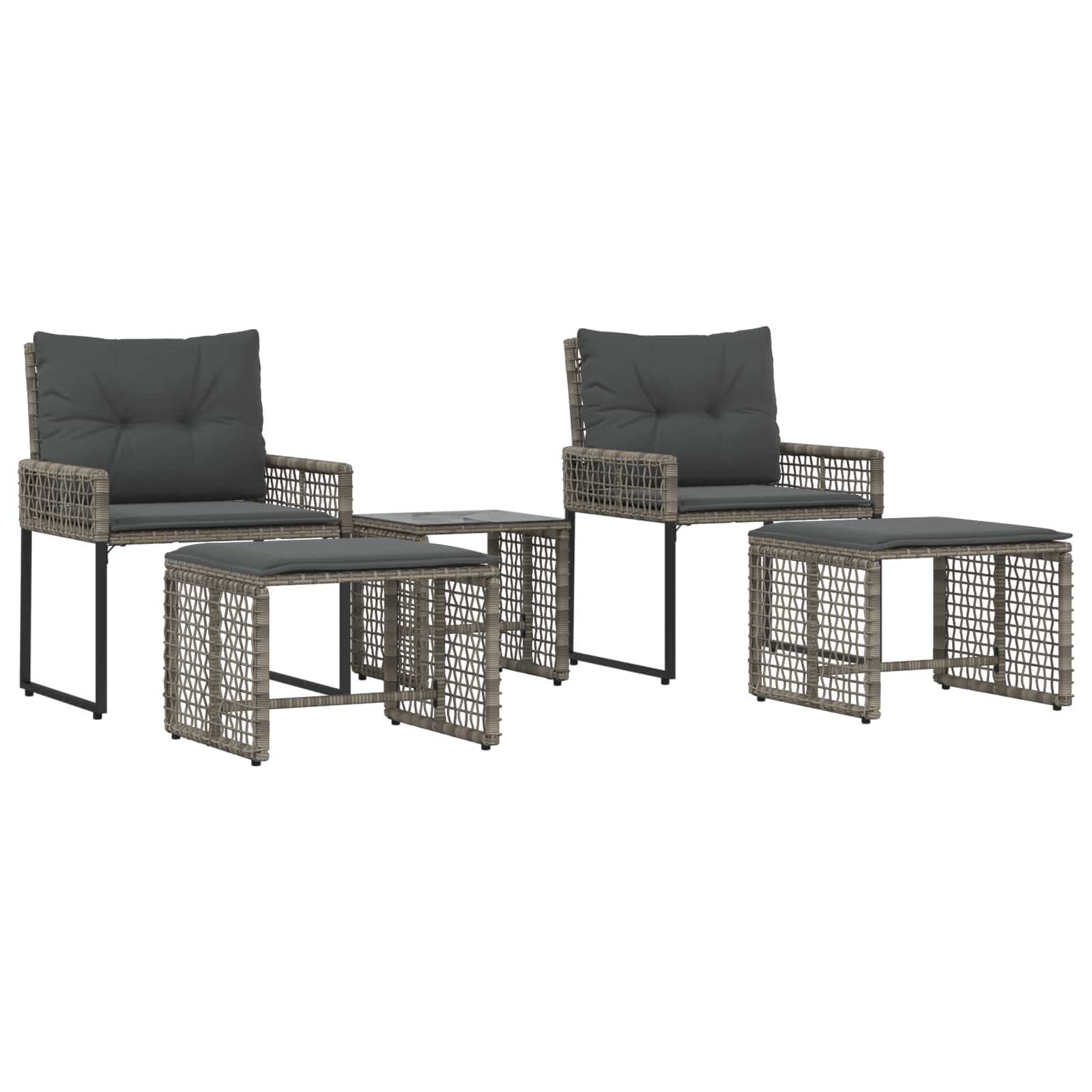 Set vanjskog namještaja s jastukom 5 pcs Sivi