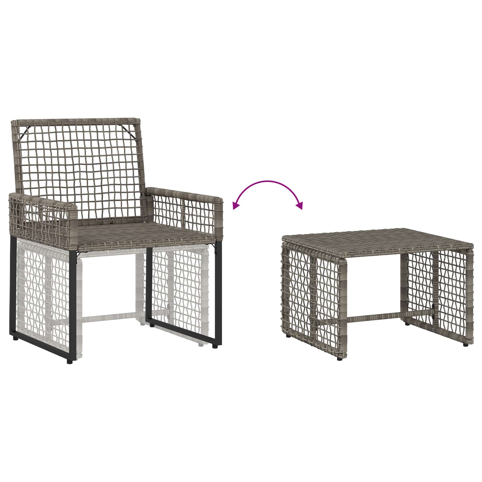 Set vanjskog namještaja s jastukom 5 pcs Sivi