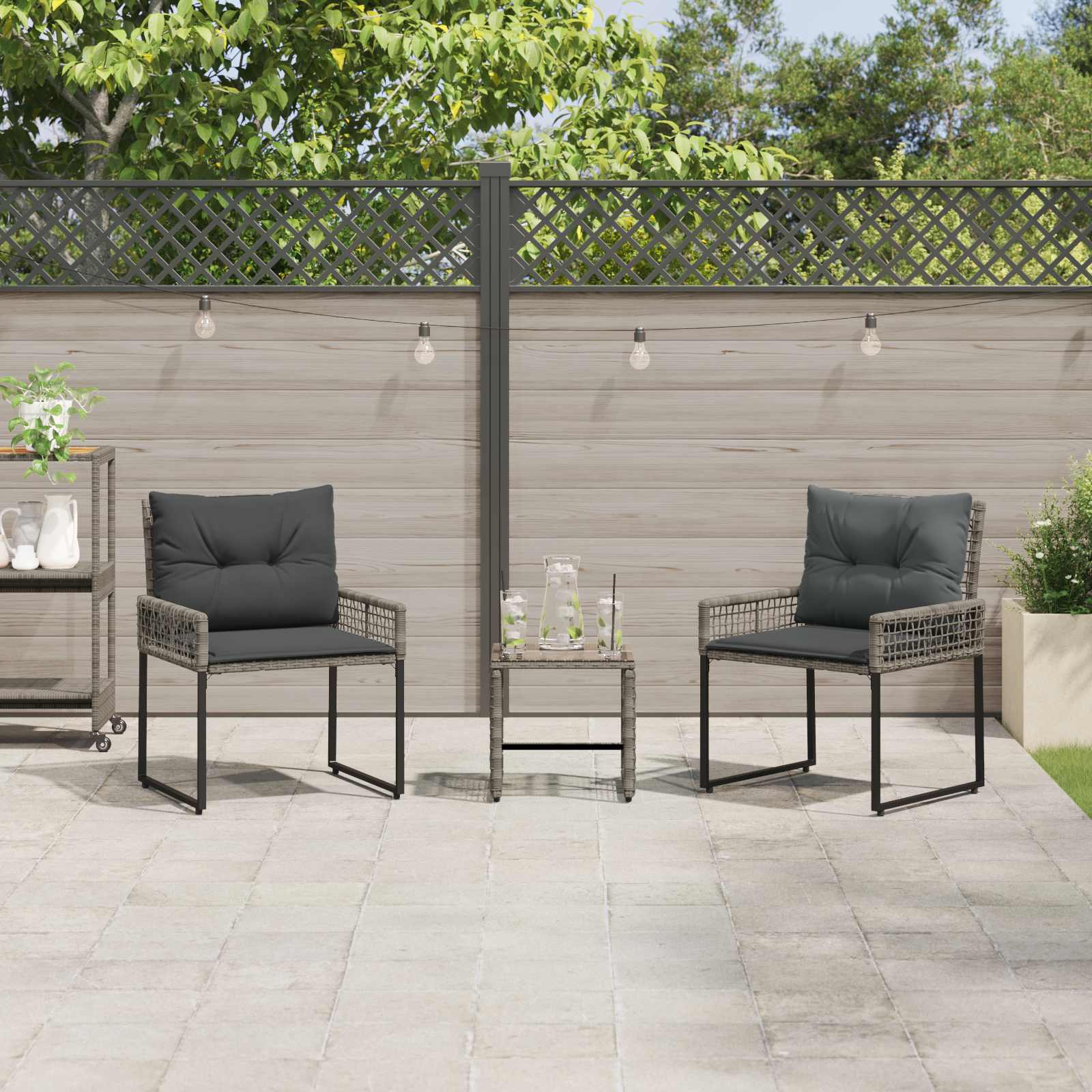 Set vanjskog namještaja s jastukom 3 pcs Sivi