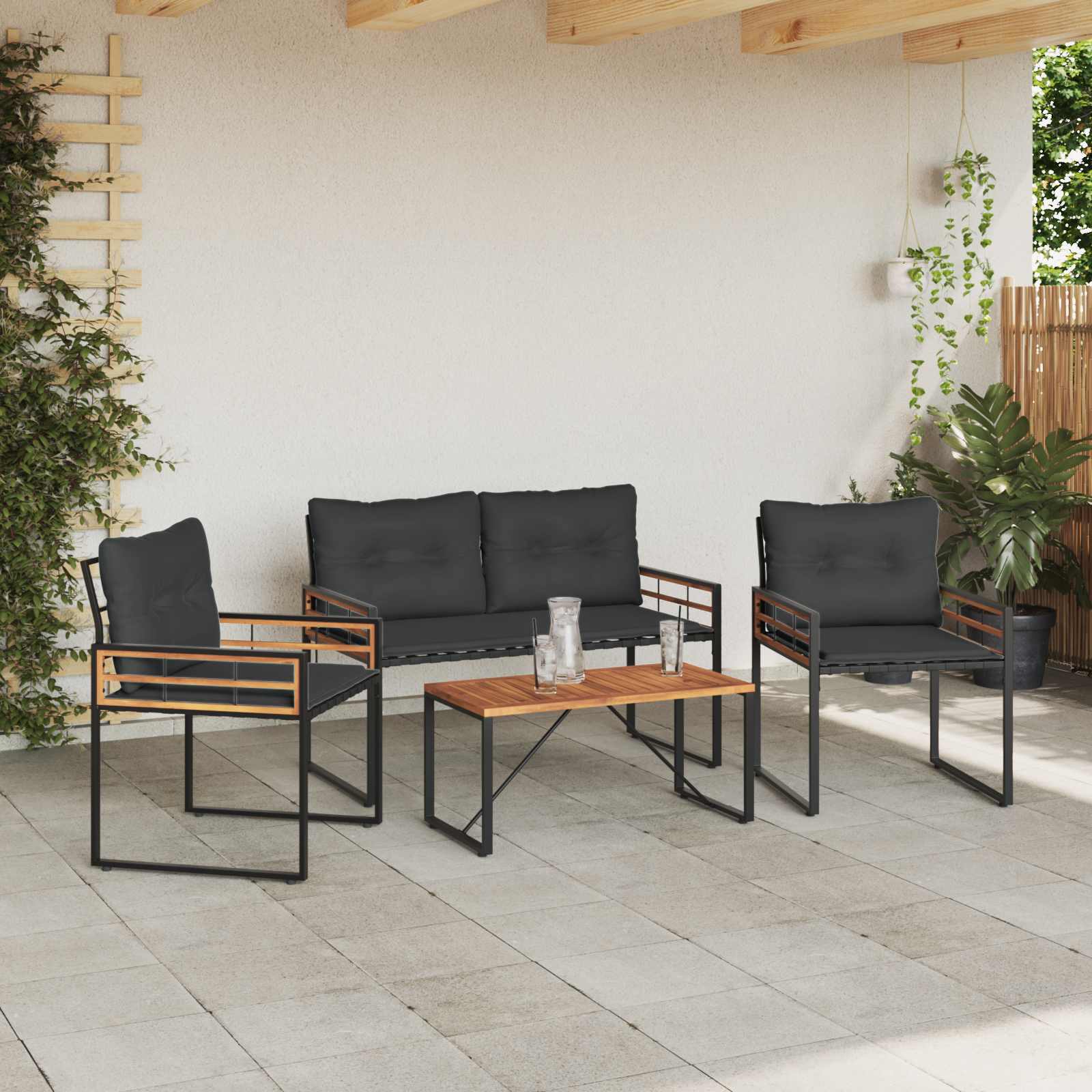 Set vanjskog namještaja s jastukom 4 pcs Siva