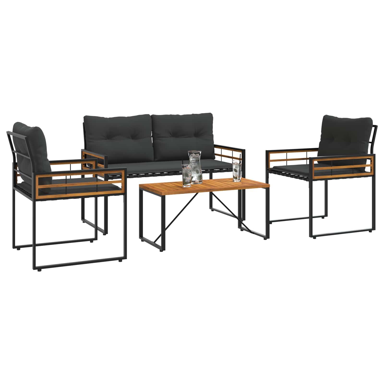 Set vanjskog namještaja s jastukom 4 pcs Siva