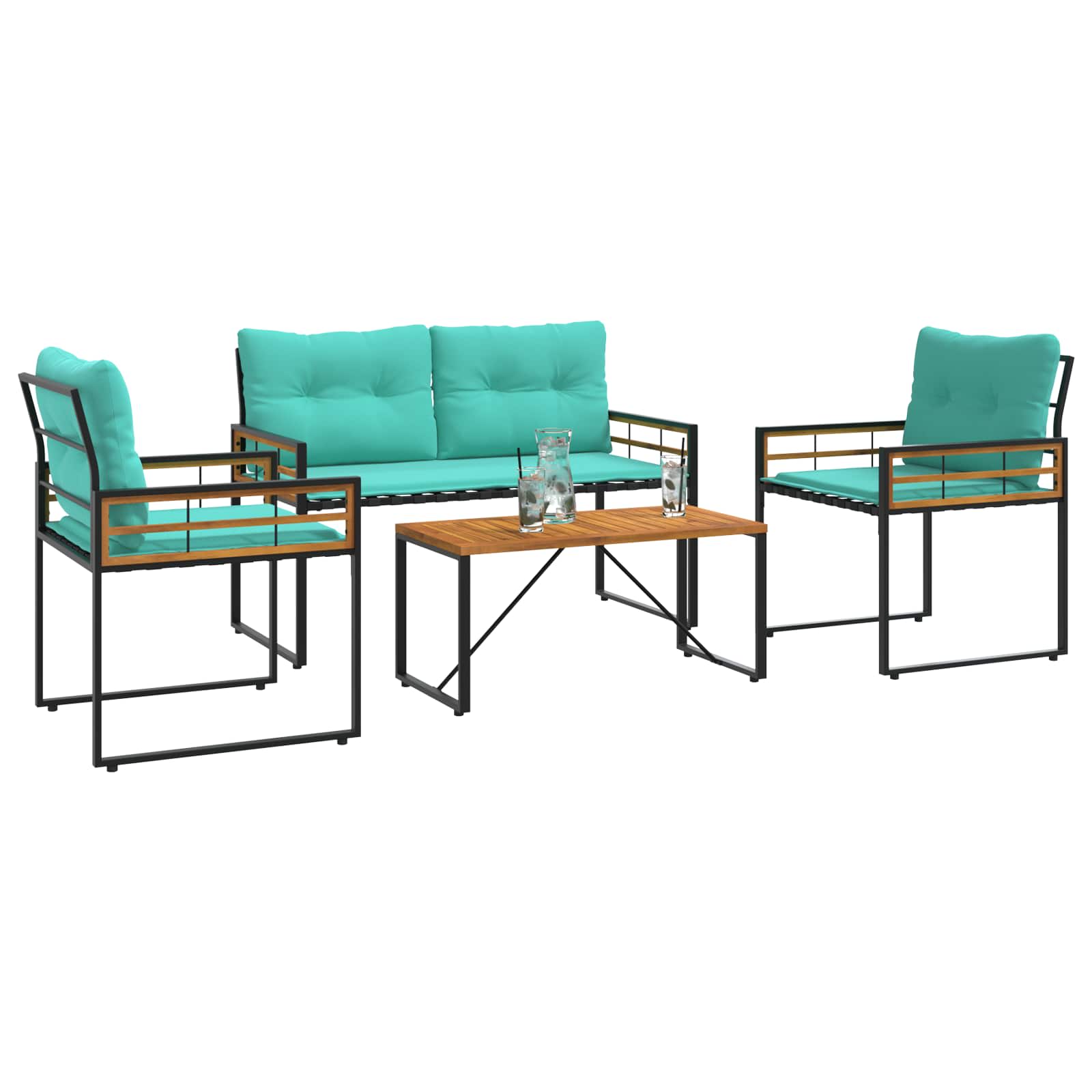 Set vanjskog namještaja s jastukom 4 pcs Tirkizna