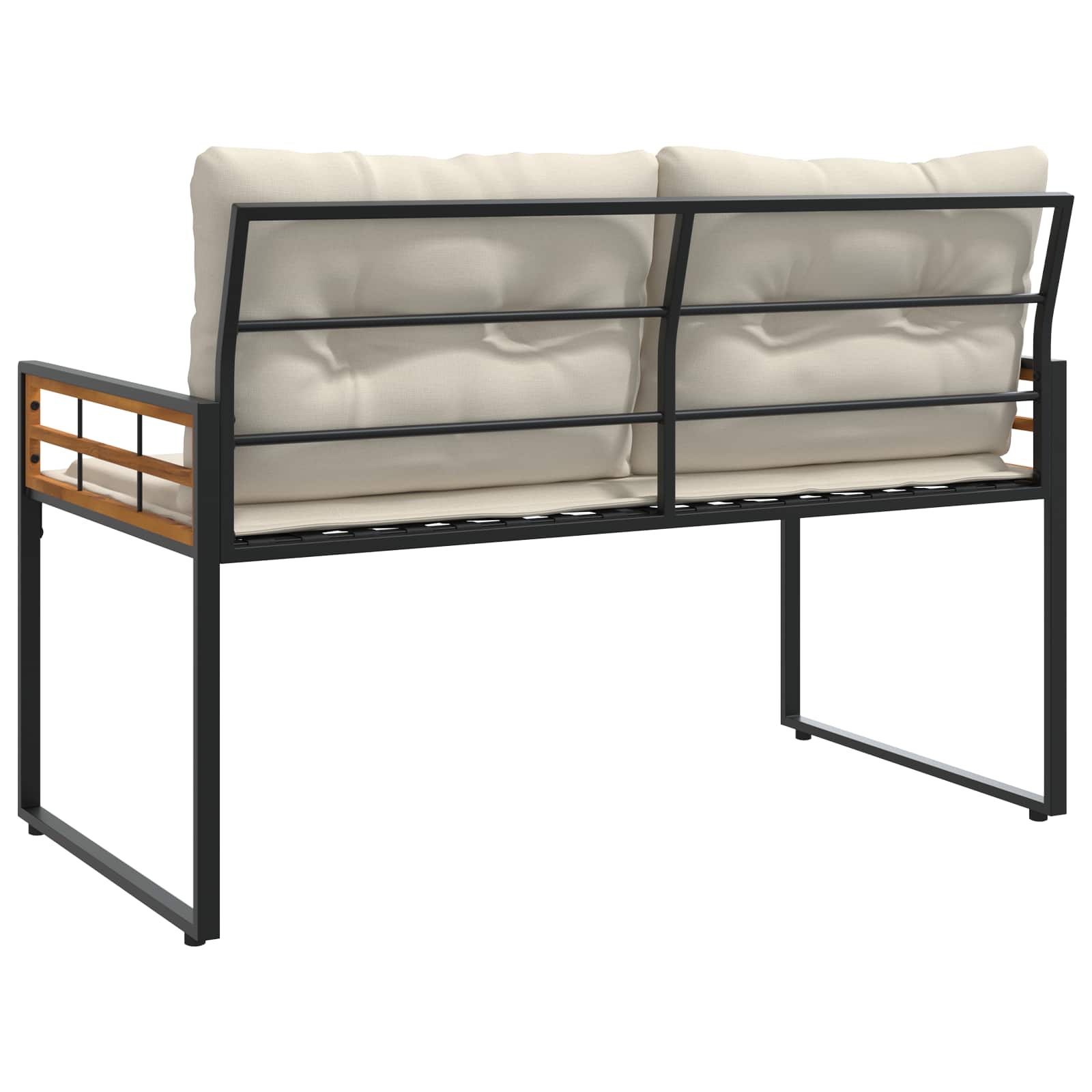 Drvena klupska klupa s jastukom Krema 114 x 55 x 77 cm