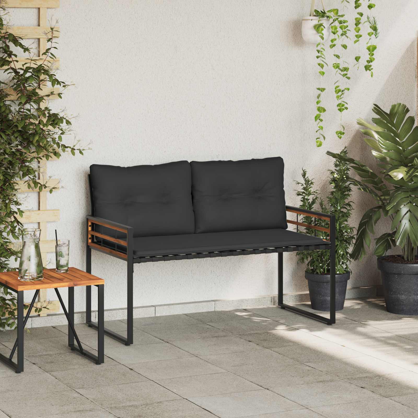 Drvena klupska klupa s jastukom Siva 114 x 55 x 77 cm