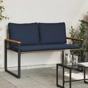 klupa s jastukom Siva i tamnoplava 115 x 65 x 72 cm Ratan