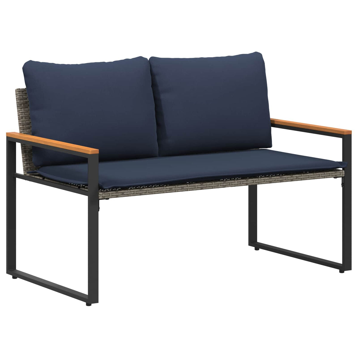 klupa s jastukom Siva i tamnoplava 115 x 65 x 72 cm Ratan