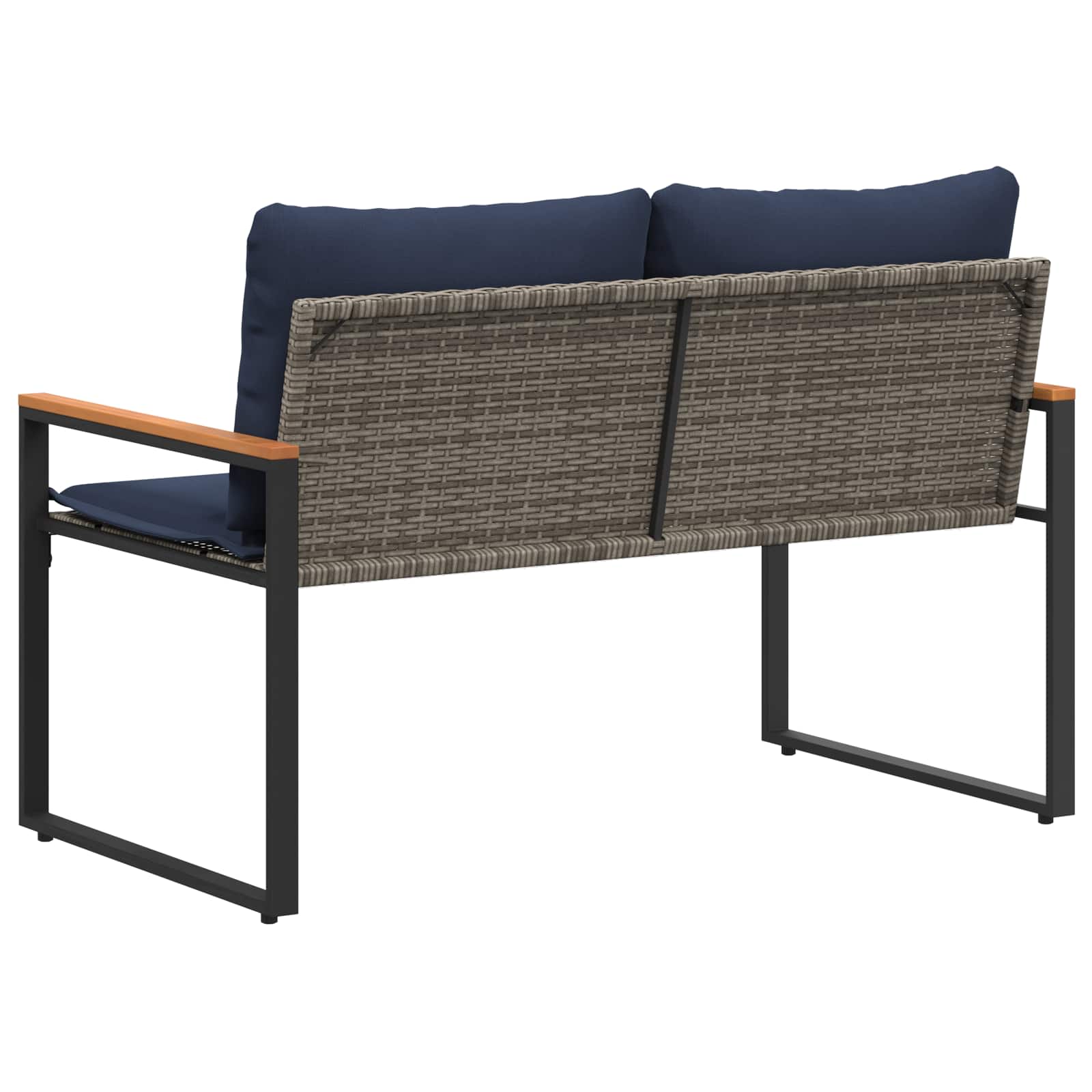 klupa s jastukom Siva i tamnoplava 115 x 65 x 72 cm Ratan