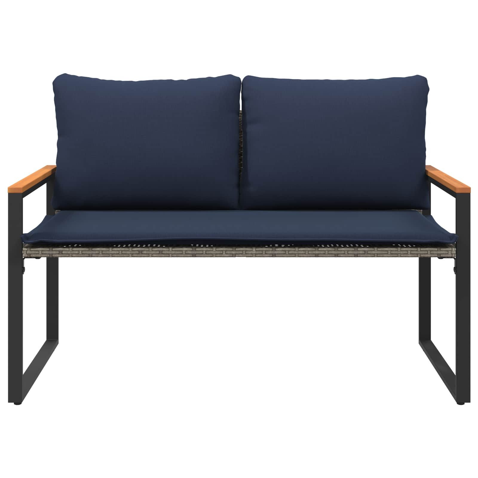 klupa s jastukom Siva i tamnoplava 115 x 65 x 72 cm Ratan