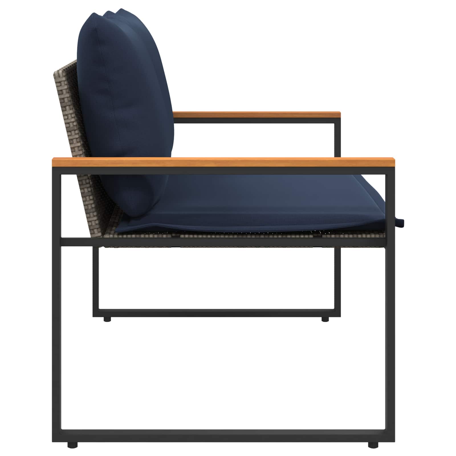 klupa s jastukom Siva i tamnoplava 115 x 65 x 72 cm Ratan