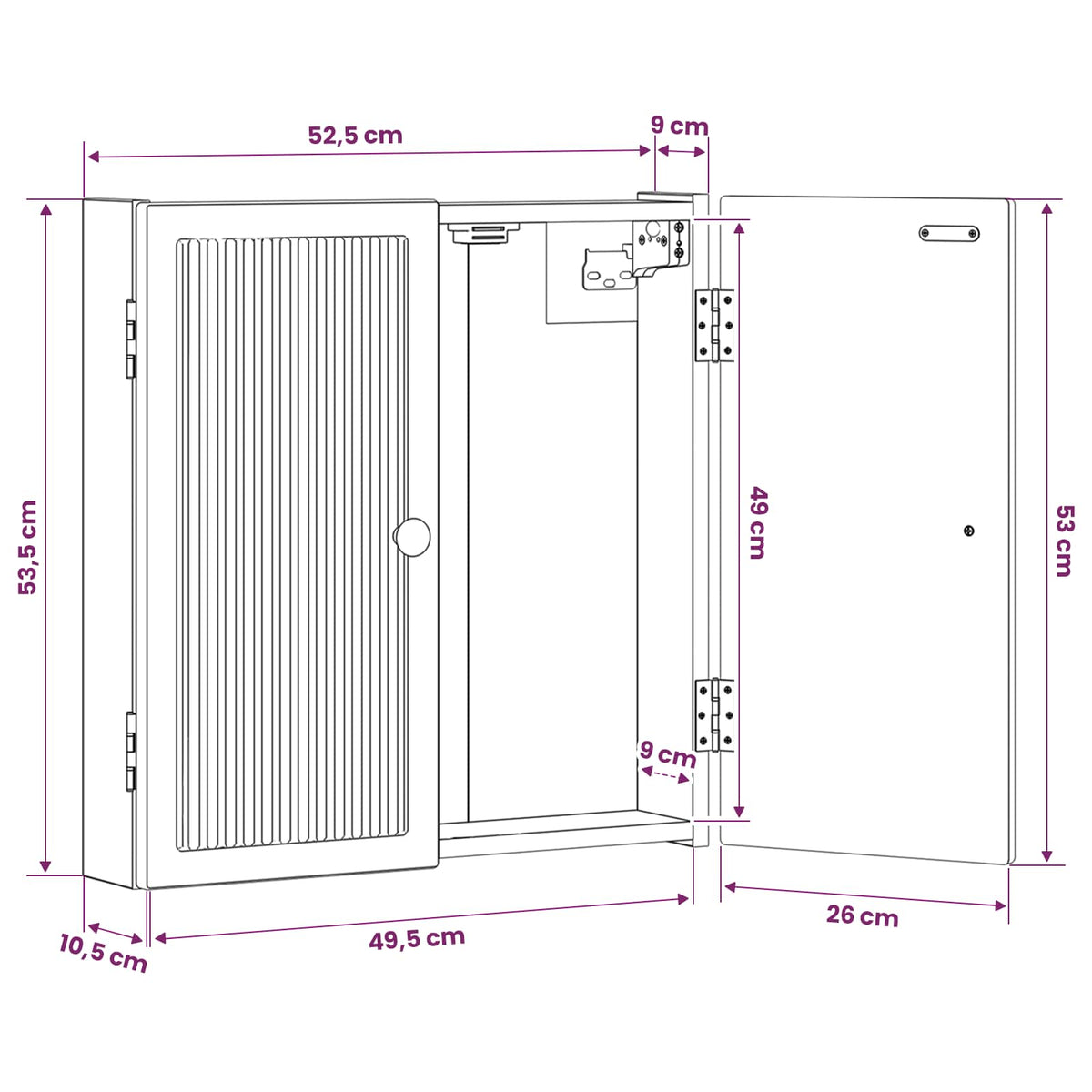 Kabinet za mete EDE Bijela visokog sjaja 52,5 x 10,5 x 53,5 cm