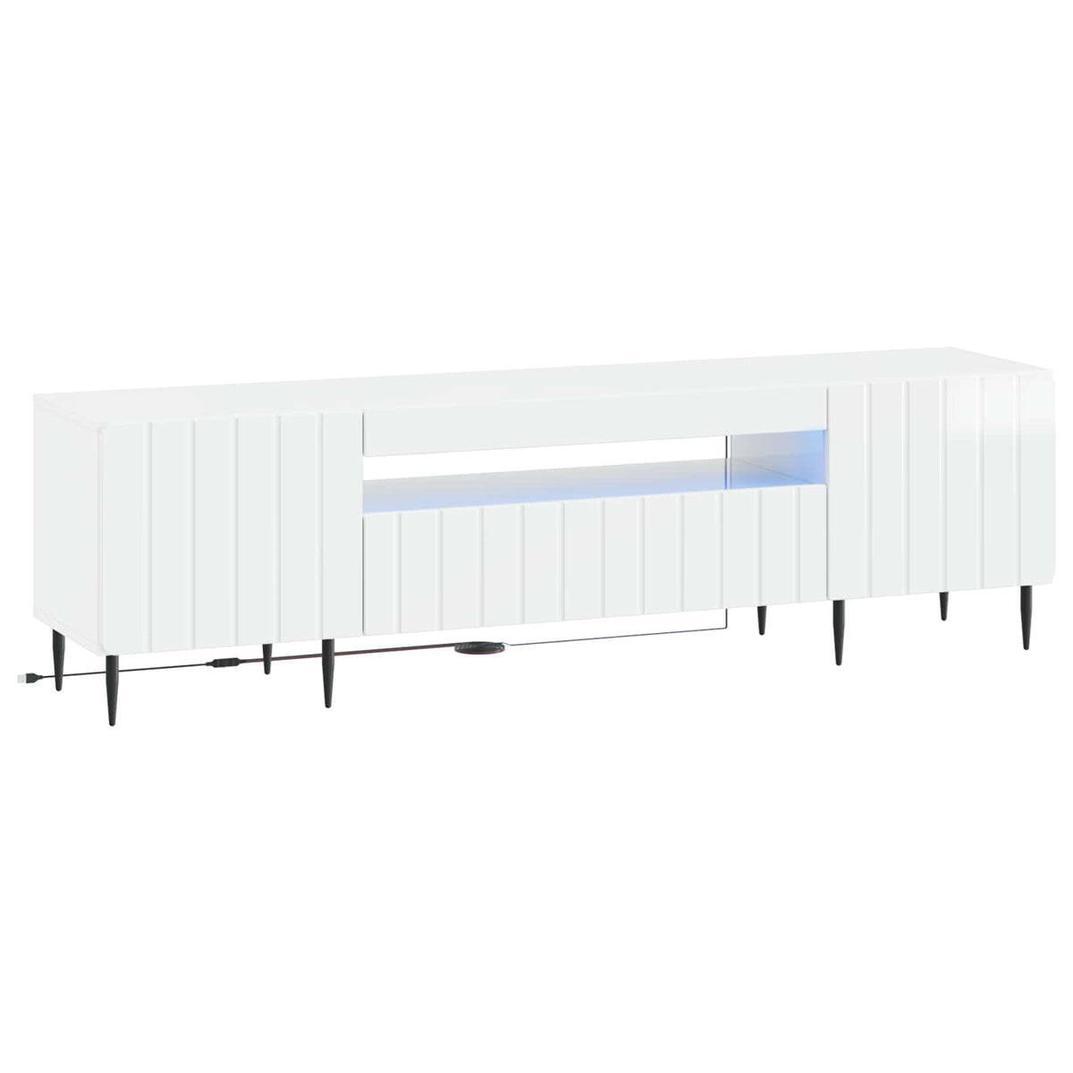 LED TV kabinet Bijela visokog sjaja Konstruirano drvo