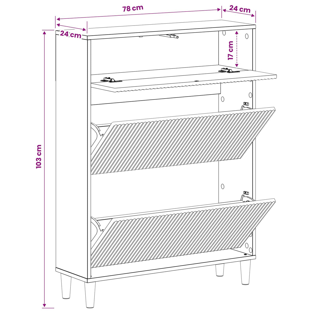 Ormar za cipele ARNHEM 78 x 24 x 103 cm Konstruirano drvo