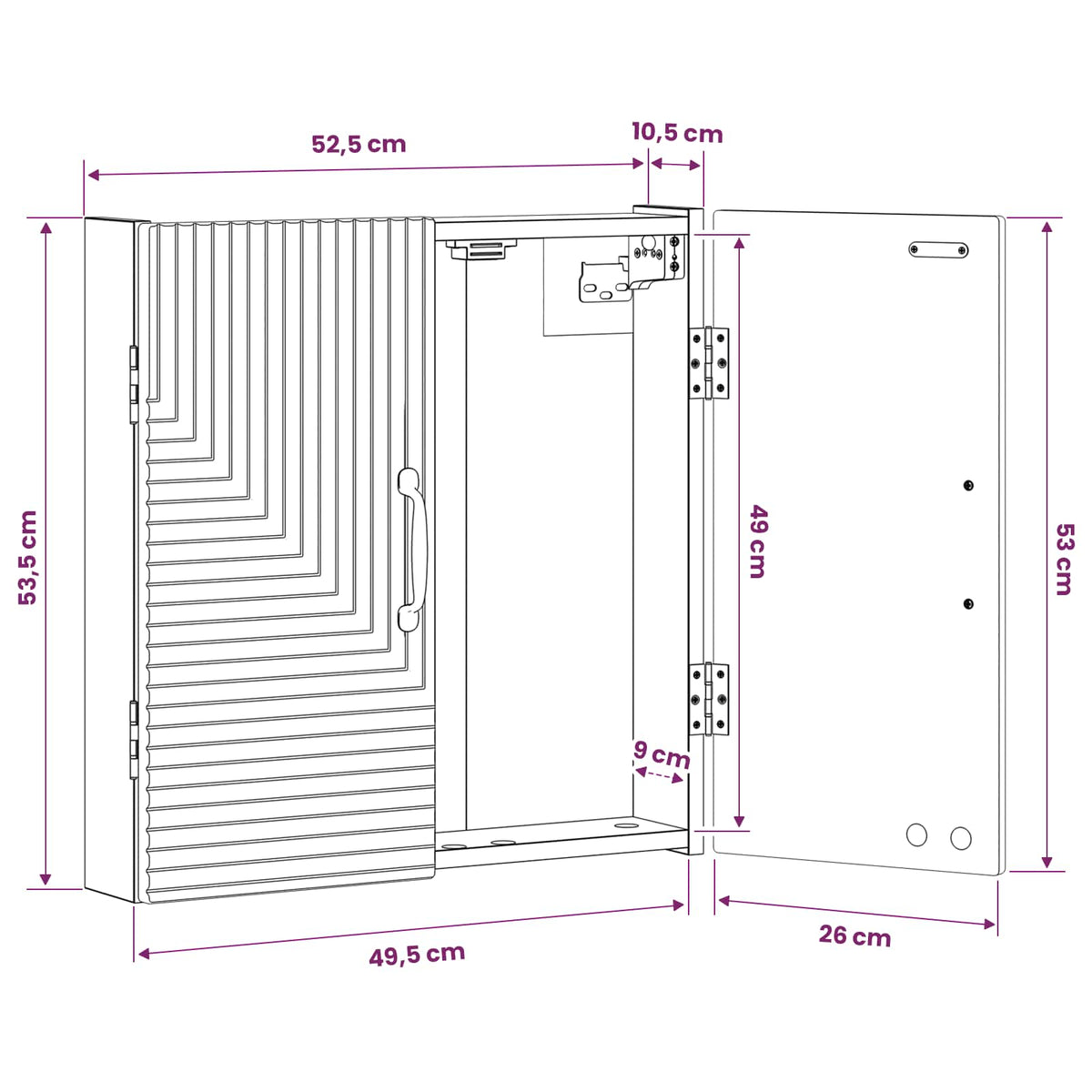 Kabinet za mete HAARLEM Dimljeni hrast 52,5 x 10,5 x 53,5 cm